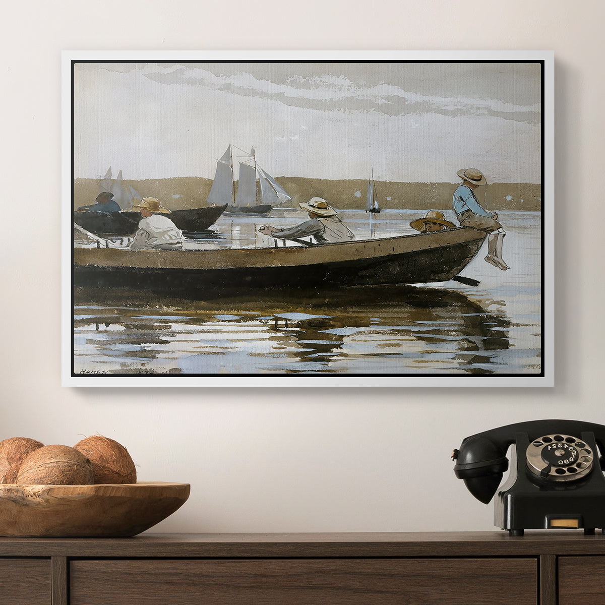 Boys in a Dory, 1873 - Floater Framed Canvas Print