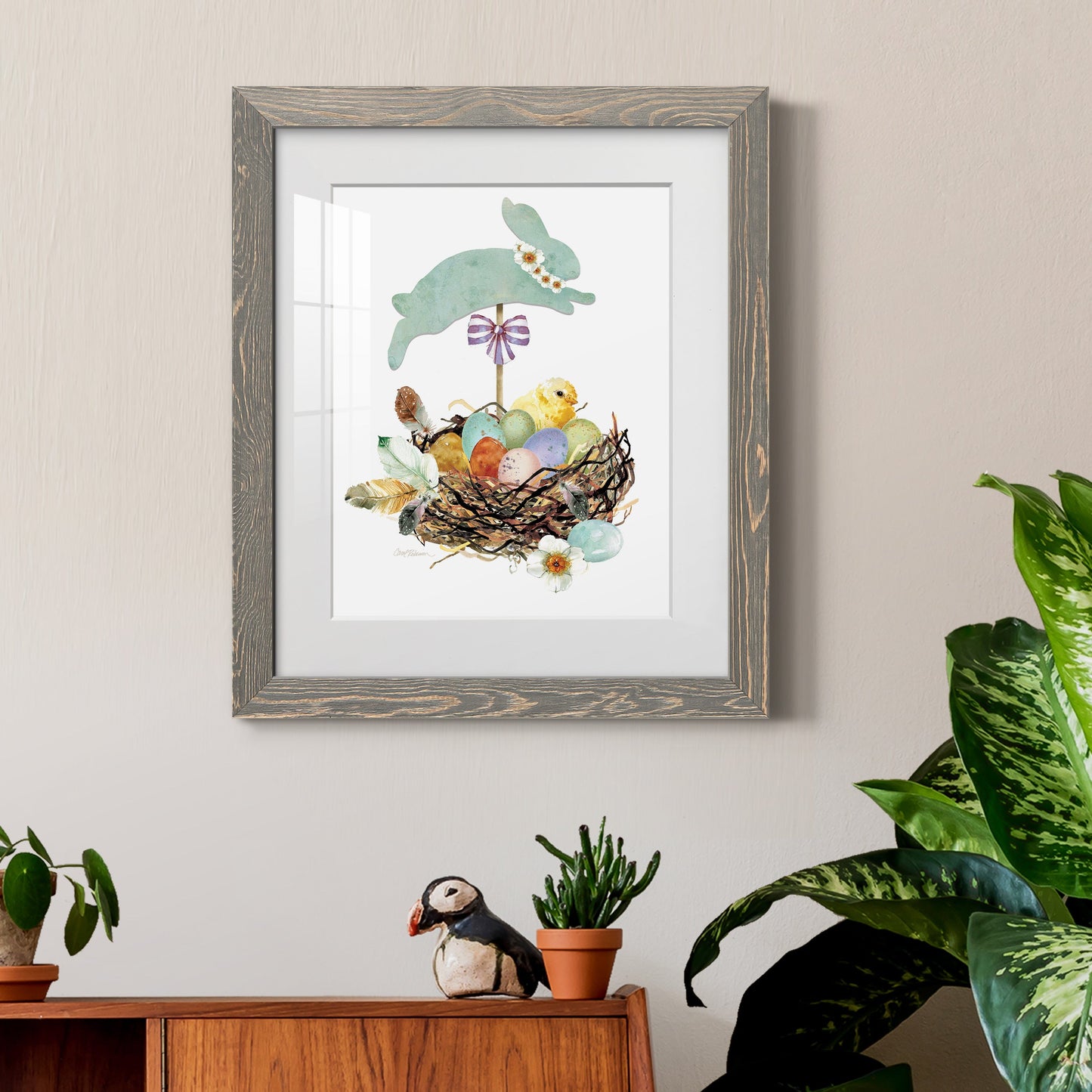 Bunny Hop - Premium Framed Print - Distressed Barnwood Frame - Ready to Hang