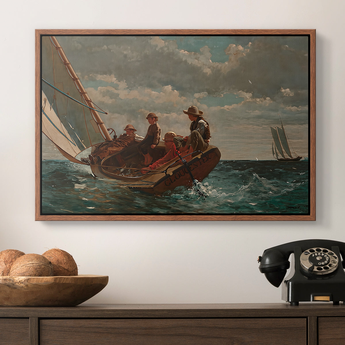 Breezing Up (A Fair Wind), 1873-1876 - Floater Framed Canvas Print