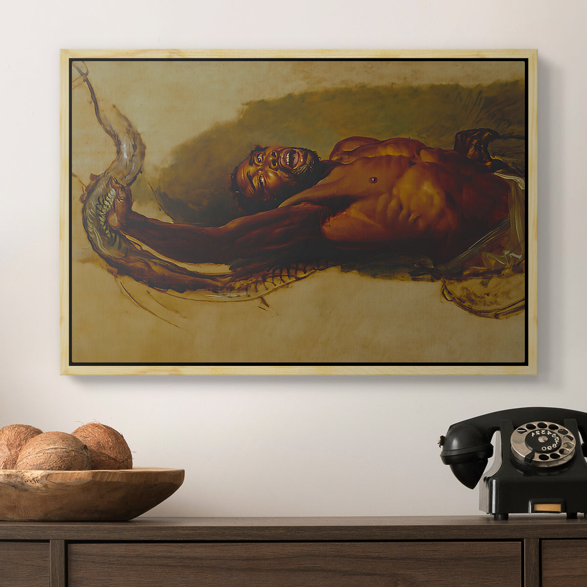 Man Struggling with a Boa Constrictor, c. 1803 - Floater Framed Canvas Print