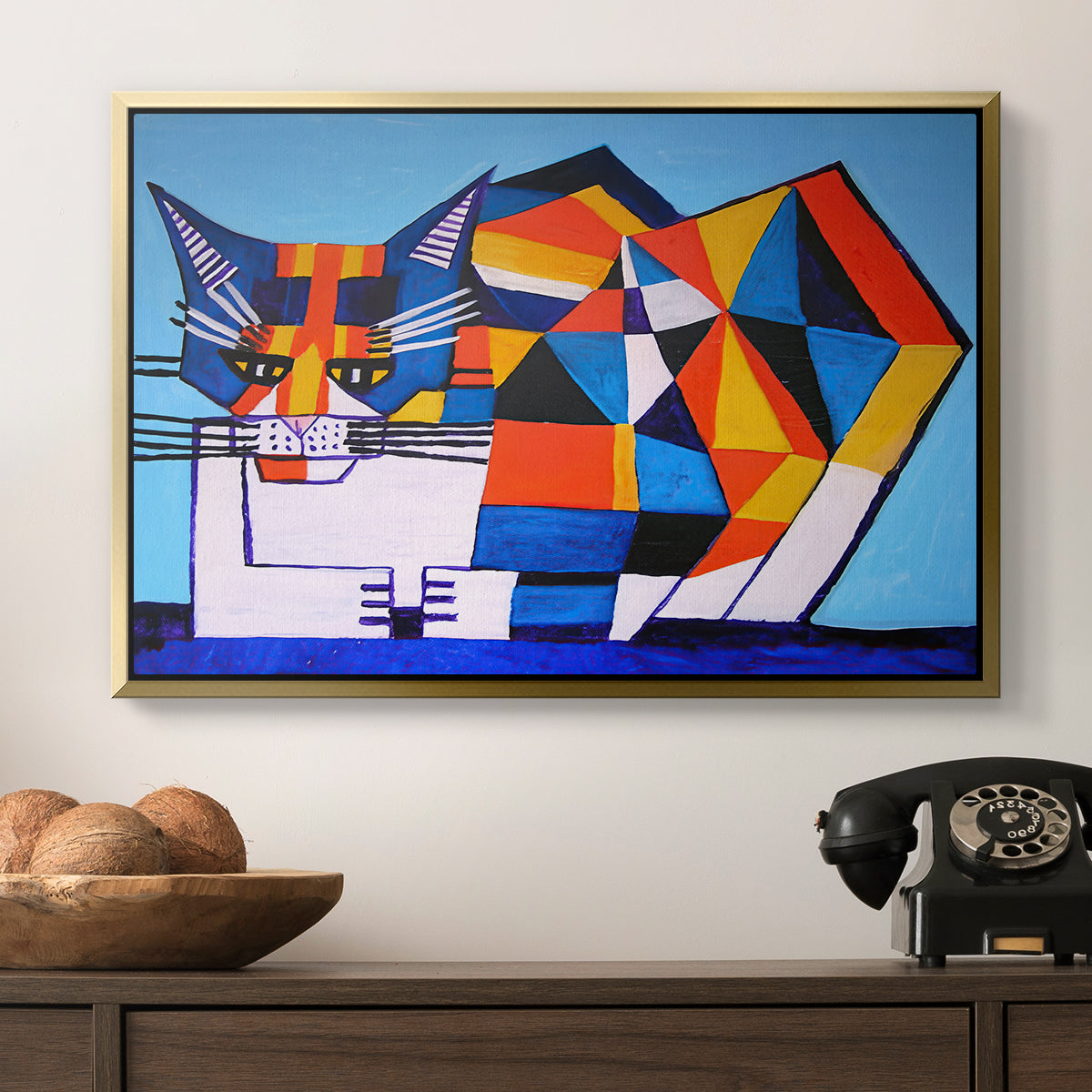 Cassie Thinking about Cubism - Floater Framed Canvas Print