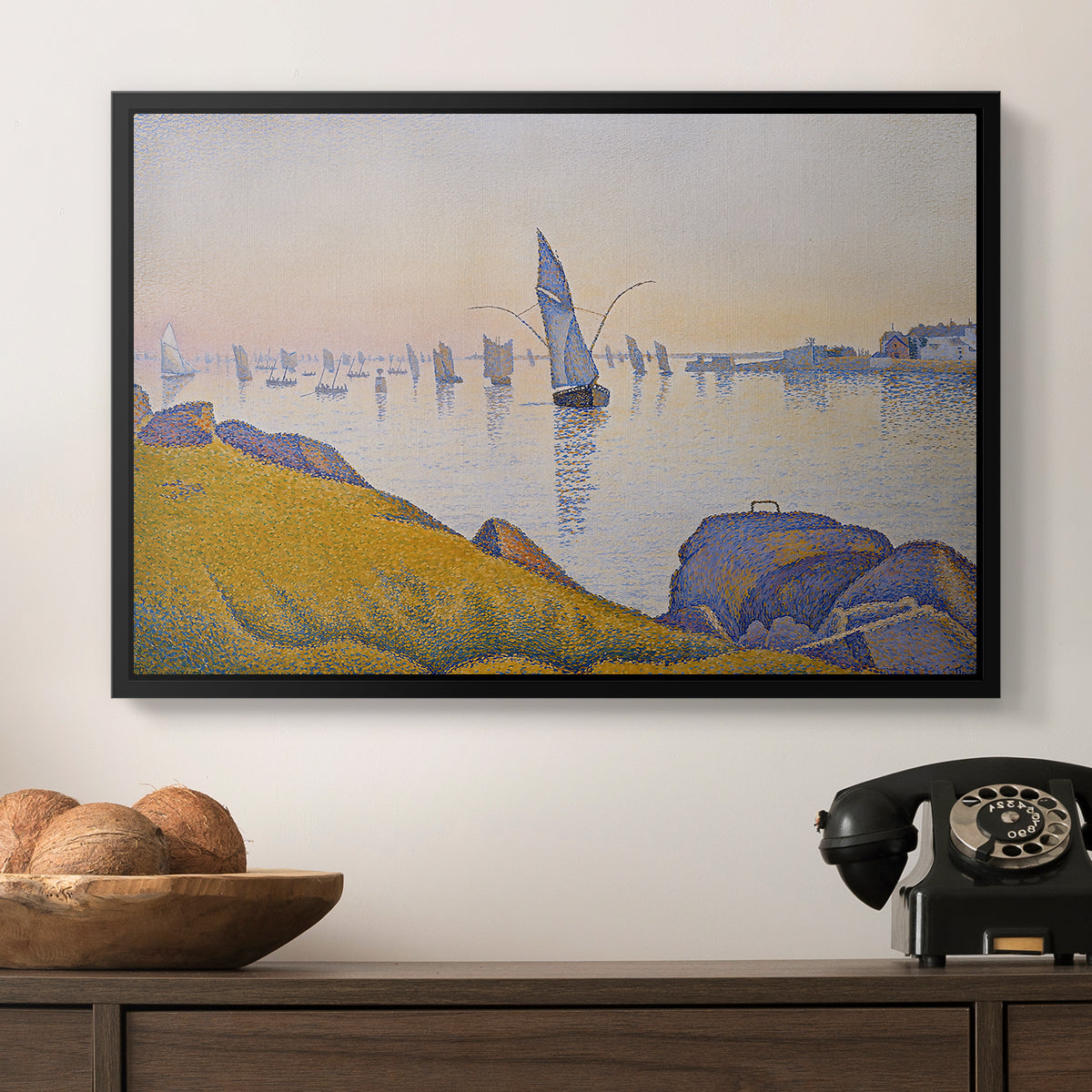 Evening Calm, Concarneau, Opus 220, 1891 - Floater Framed Canvas Print