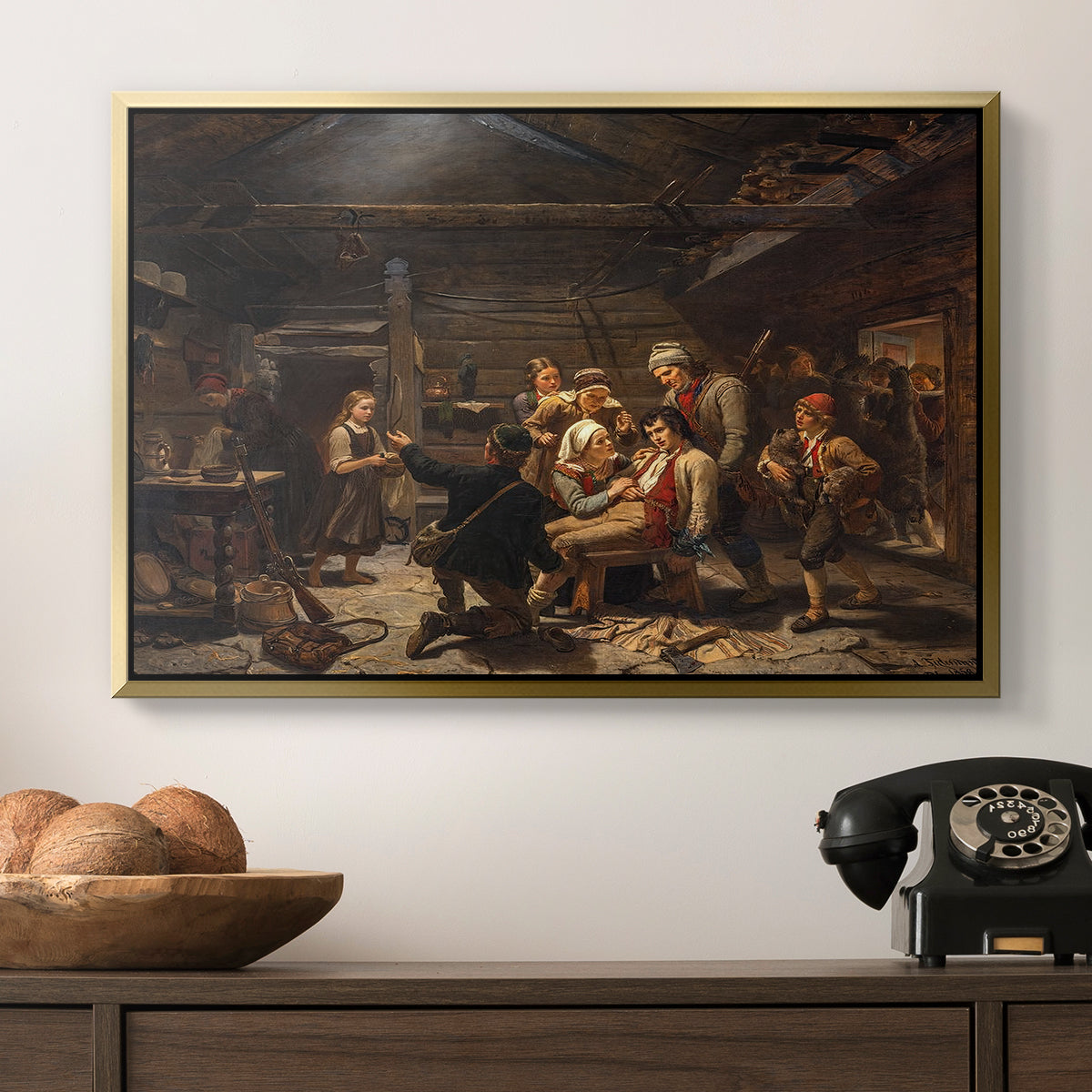The Return of the Bear Hunter, 1856 - Floater Framed Canvas Print