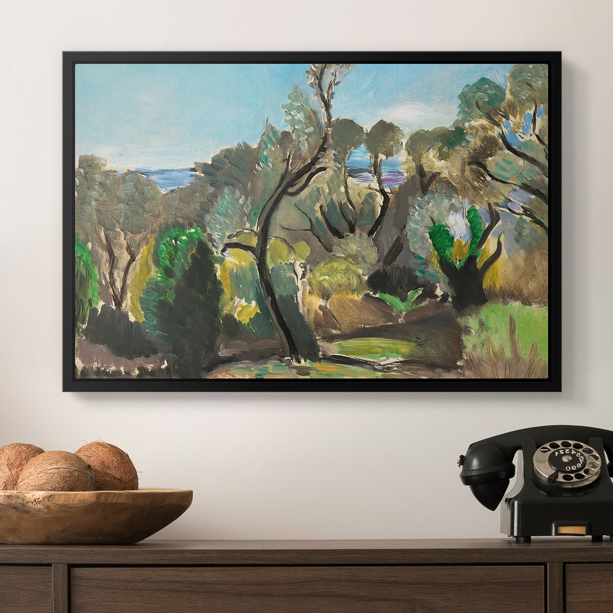 Landscape near Nice, c. 1918 - Floater Framed Canvas Print