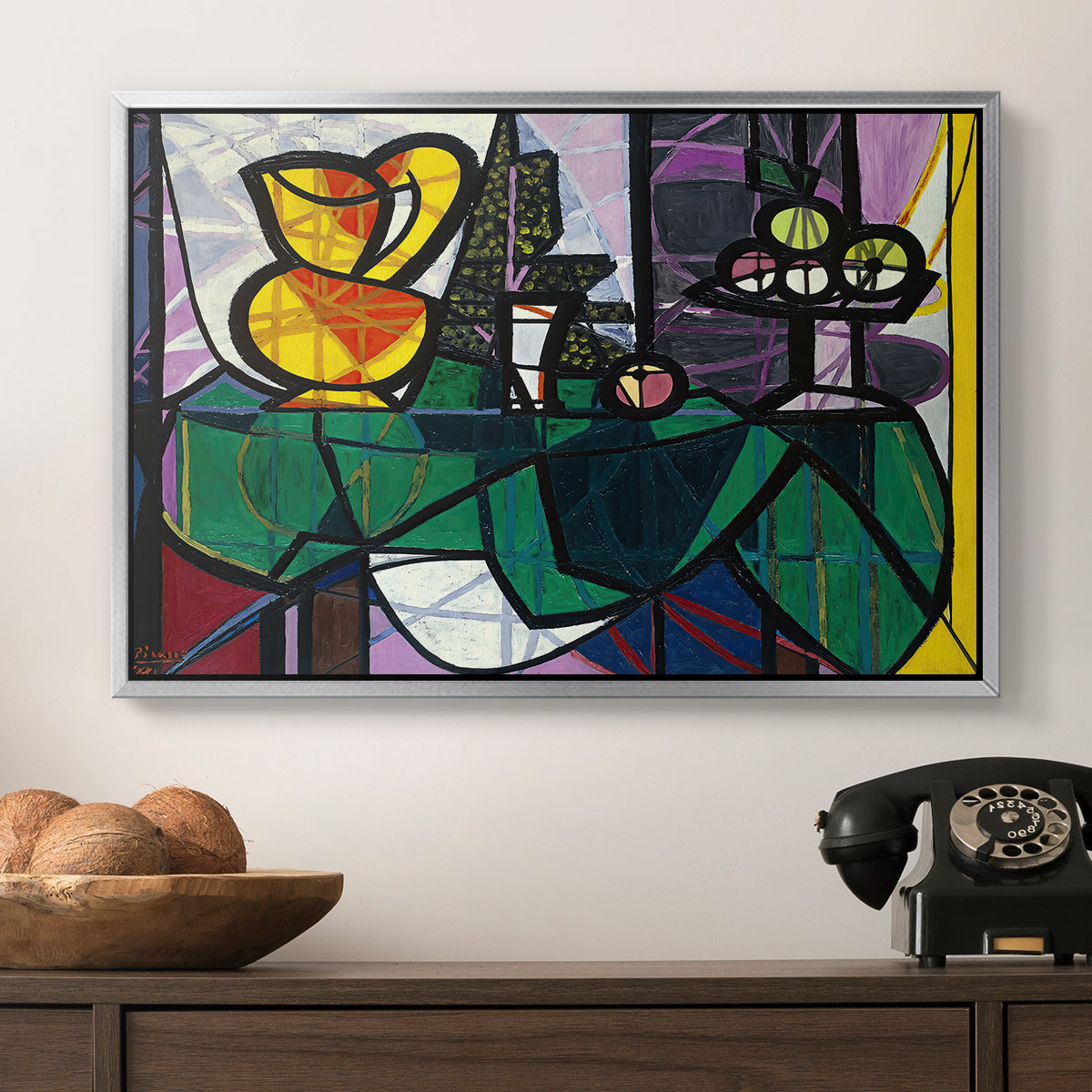 Pitcher and Bowl of Fruit, 1931 - Floater Framed Canvas Print