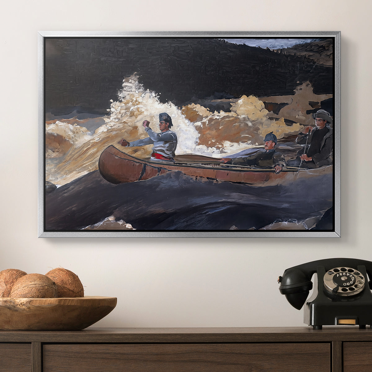 Shooting the Rapids, Saguenay River, 1905-1910 - Floater Framed Canvas Print