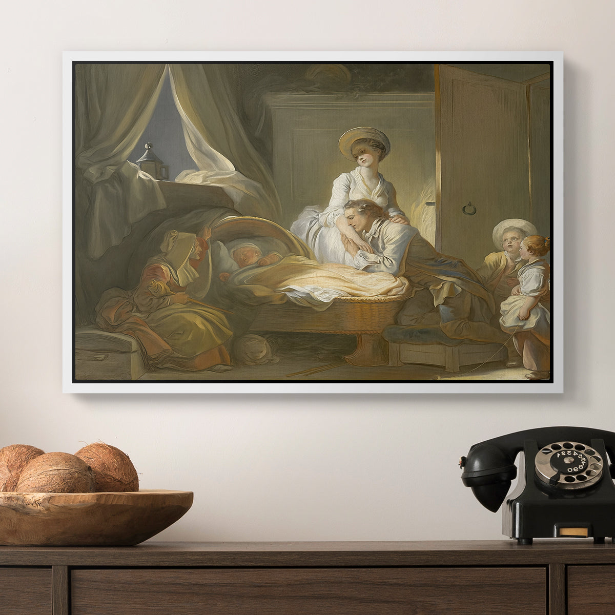 The Visit to the Nursery, c. 1775 - Floater Framed Canvas Print