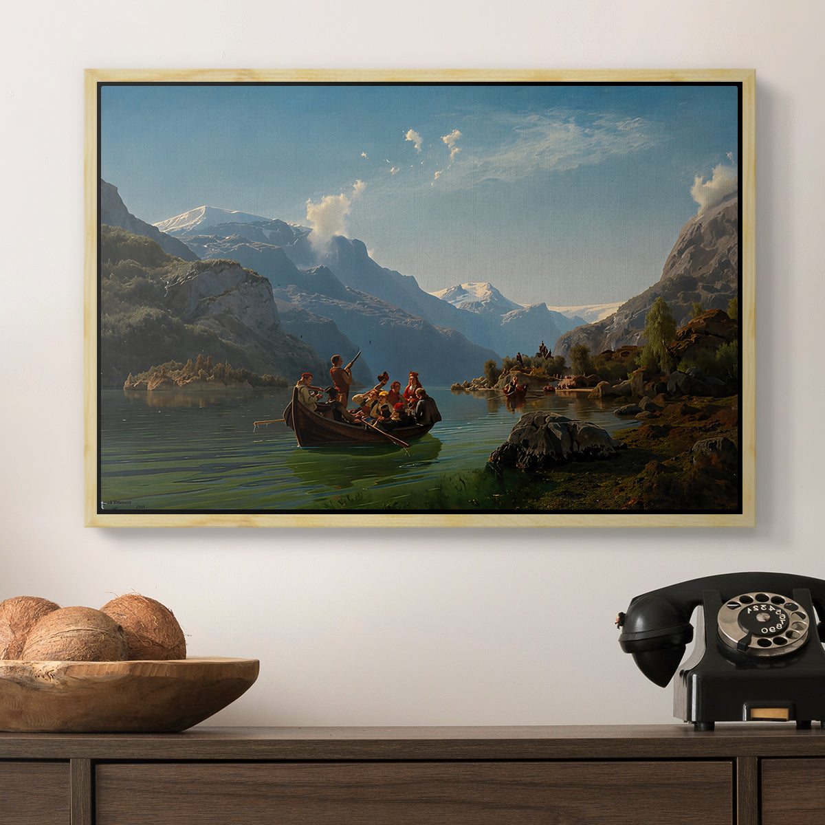 Bridal Procession on the Hardangerfjord, 1848 - Floater Framed Canvas Print