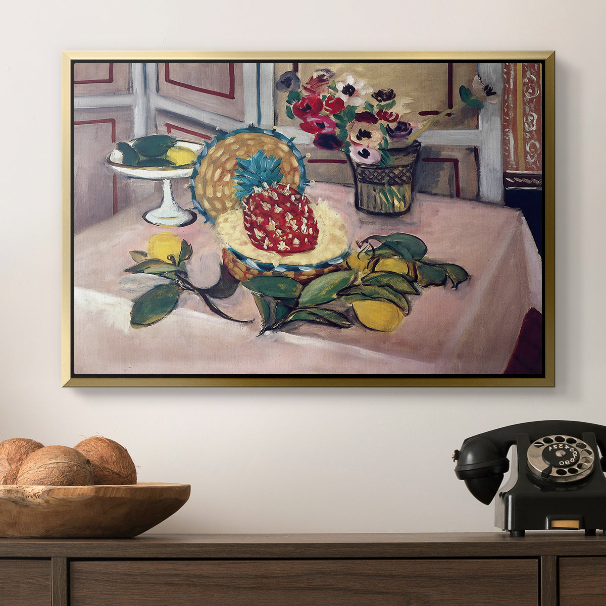 Still Life with Pineapple and Lemons, 1925 - Floater Framed Canvas Print