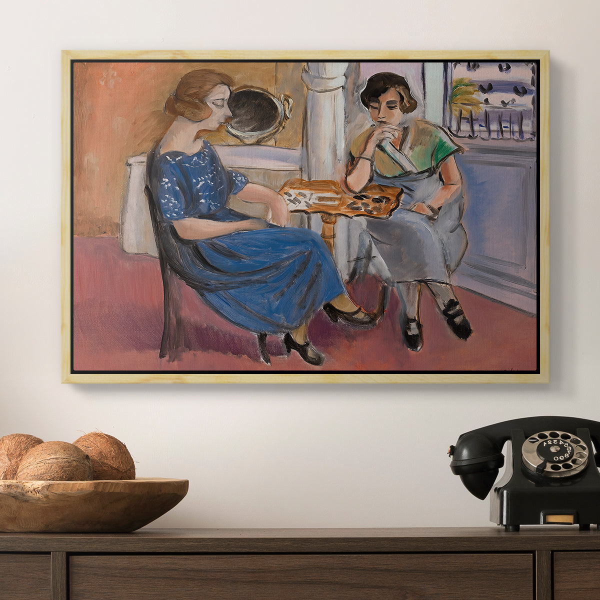 Domino Players, 1921 - Floater Framed Canvas Print