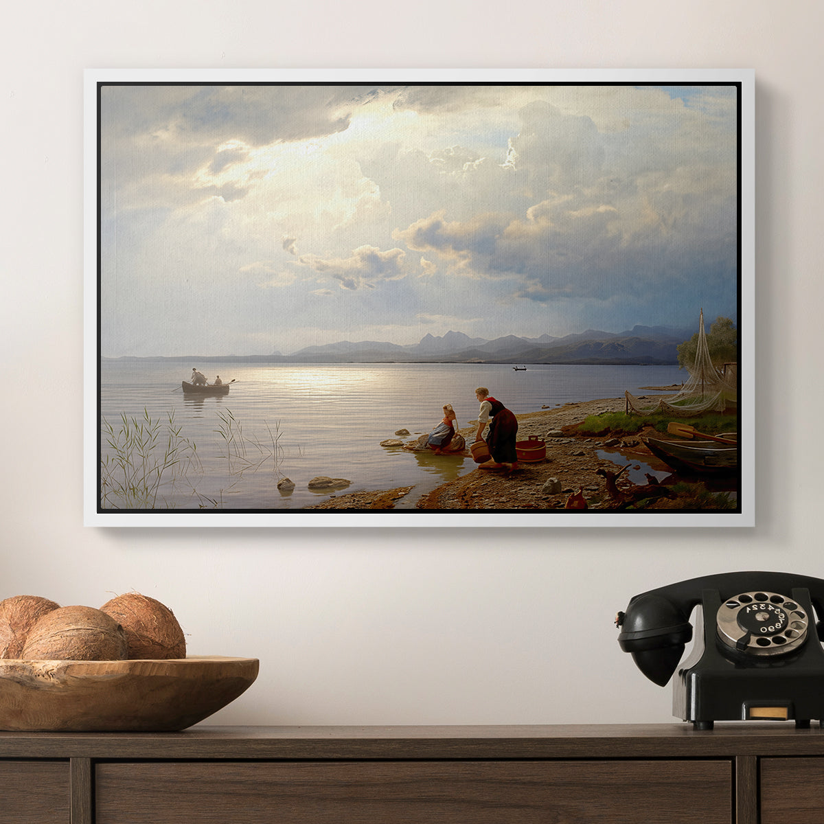 On the Banks of the Chiemsee, 1871 - Floater Framed Canvas Print