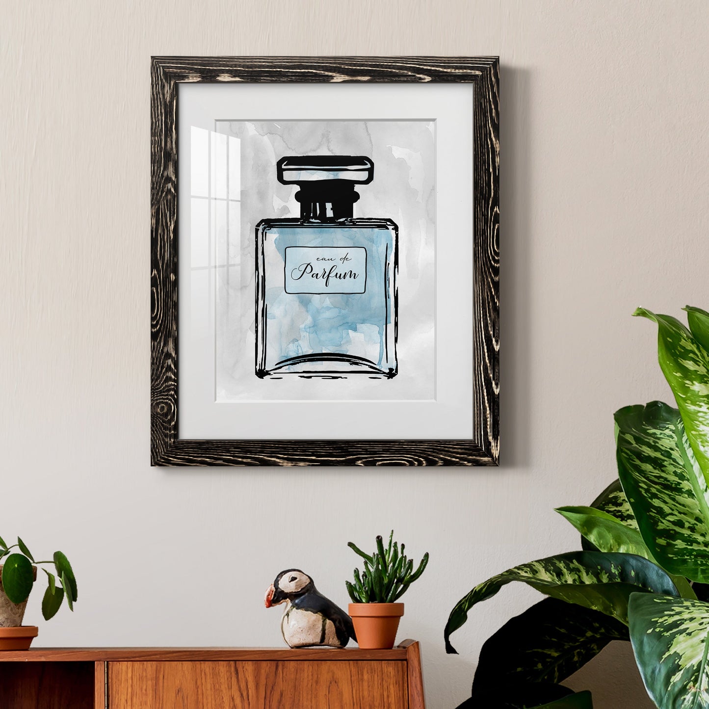 Blue Wash Perfume - Premium Framed Print - Distressed Barnwood Frame - Ready to Hang