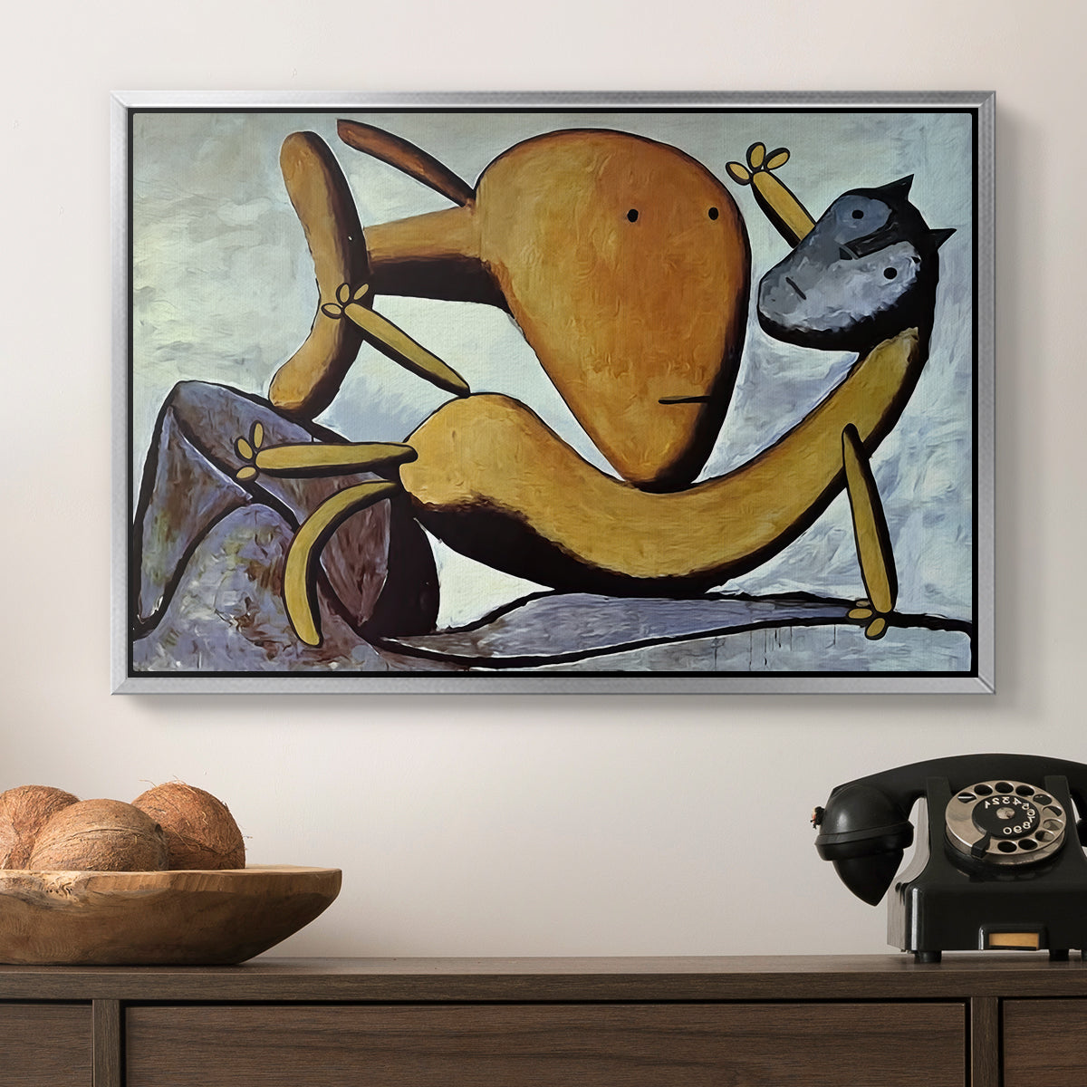 Cat and Big Fish, c. 1931 - Floater Framed Canvas Print