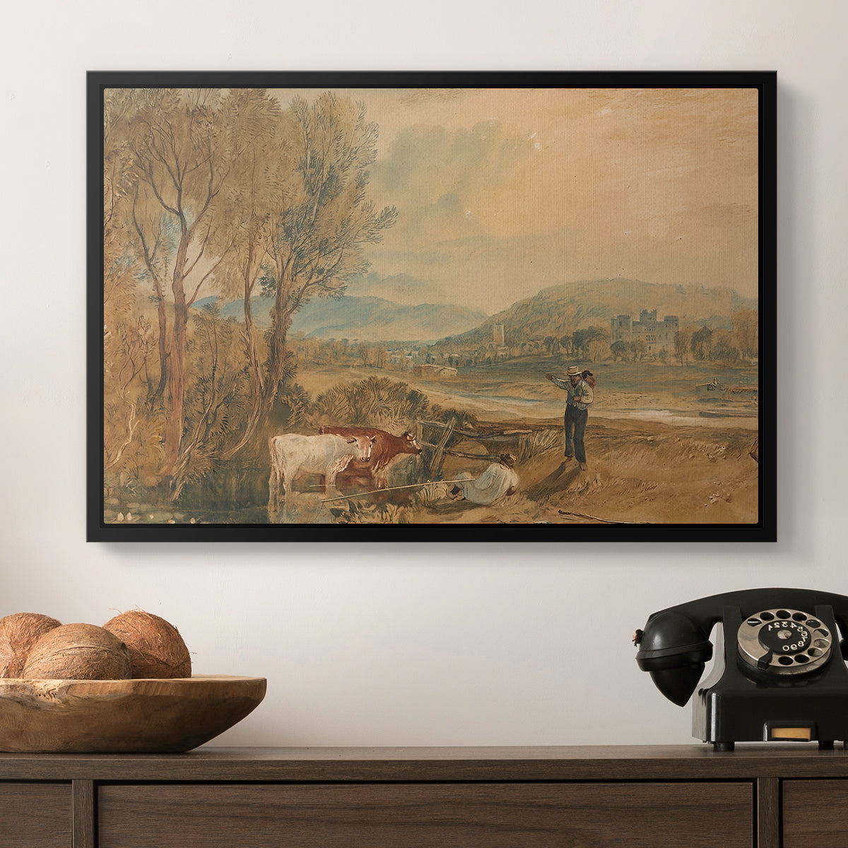Lulworth Castle, Dorset, c. 1820 - Floater Framed Canvas Print