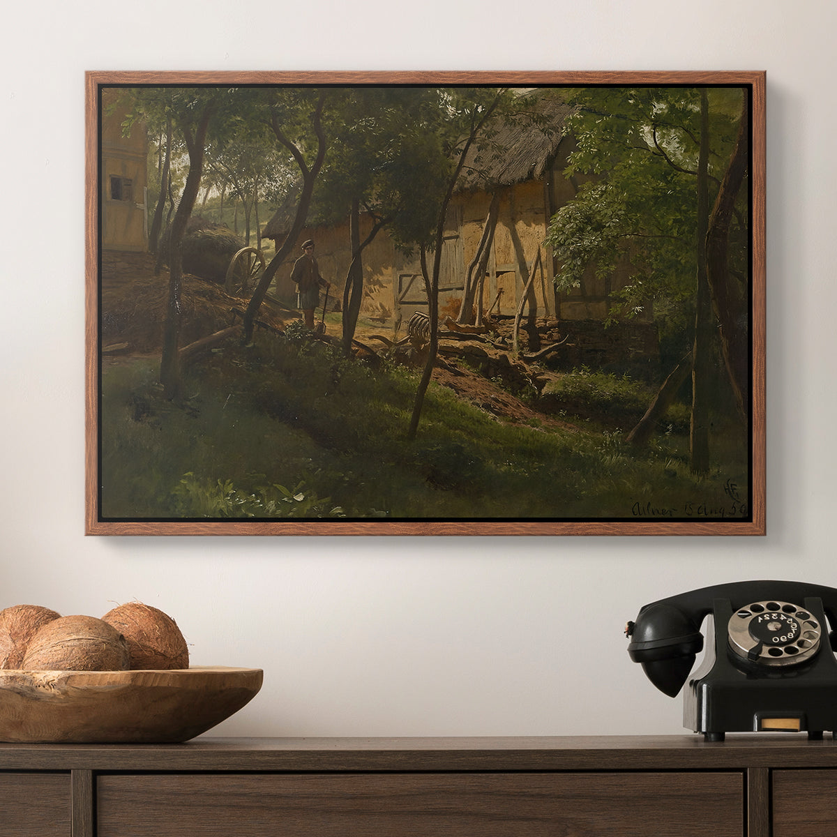 German Farm, 1859 - Floater Framed Canvas Print