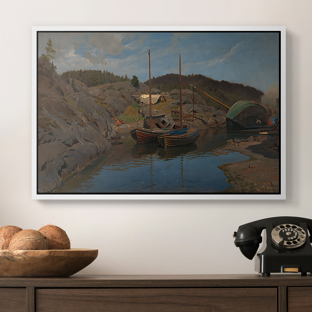 Pilotboats, 1875 - Floater Framed Canvas Print