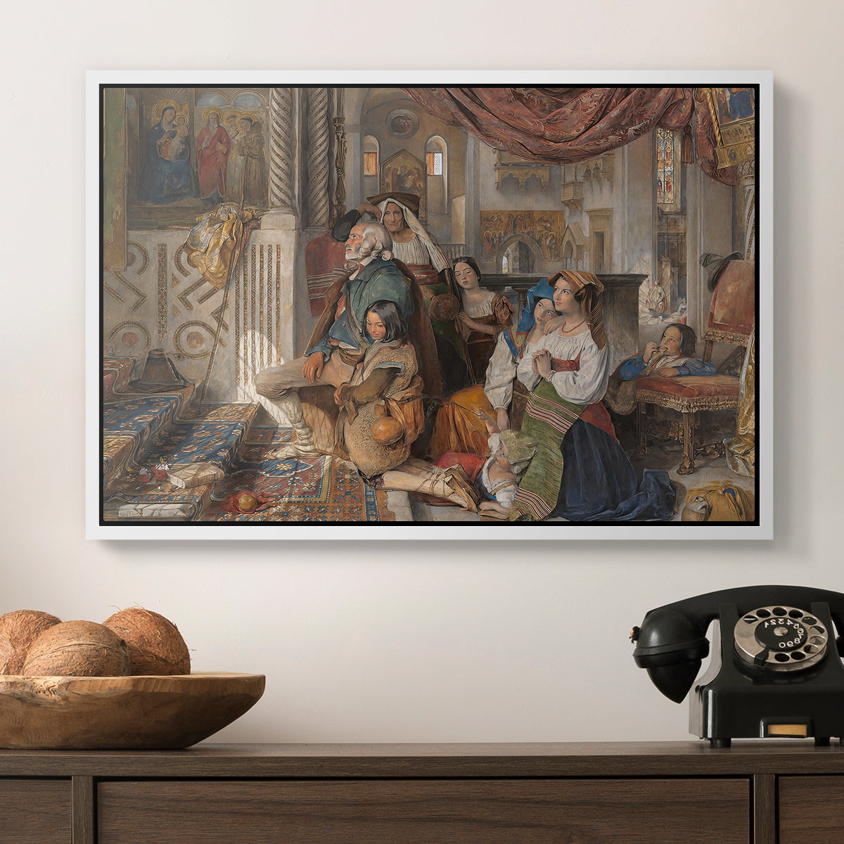 Roman Pilgrims, 1854 - Floater Framed Canvas Print