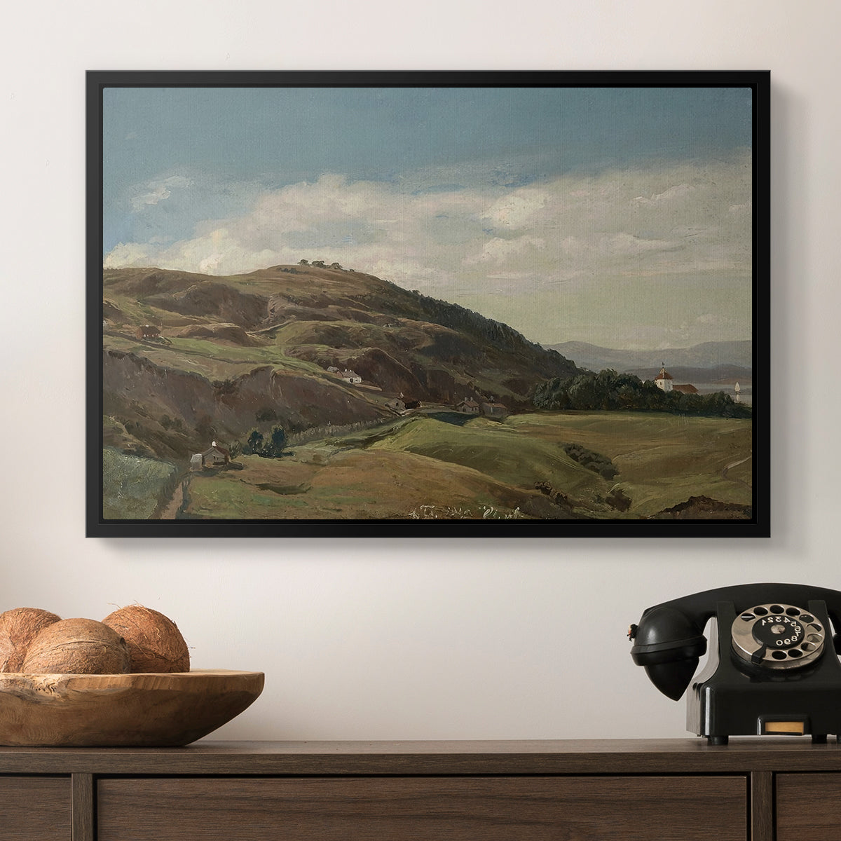 Ekeberg and Oslo Church, 1852 - Floater Framed Canvas Print