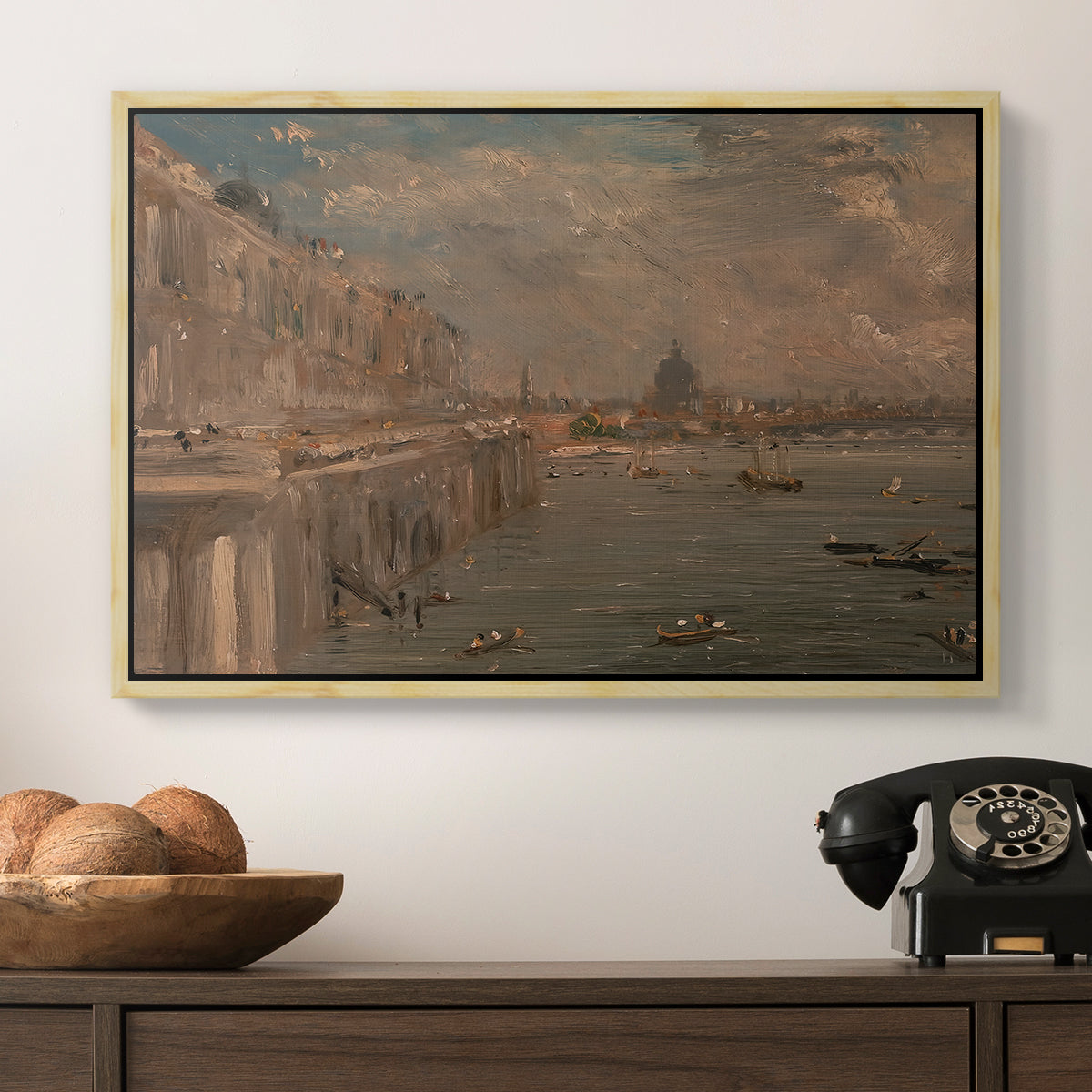 Somerset House Terrace from Waterloo Bridge, c. 1819 - Floater Framed Canvas Print