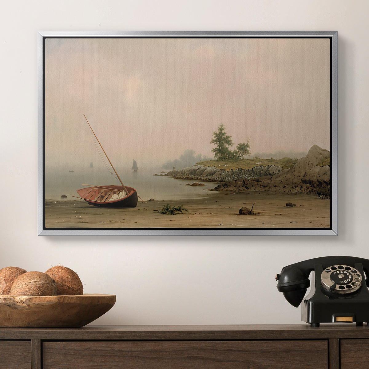 The Stranded Boat, 1863 - Floater Framed Canvas Print