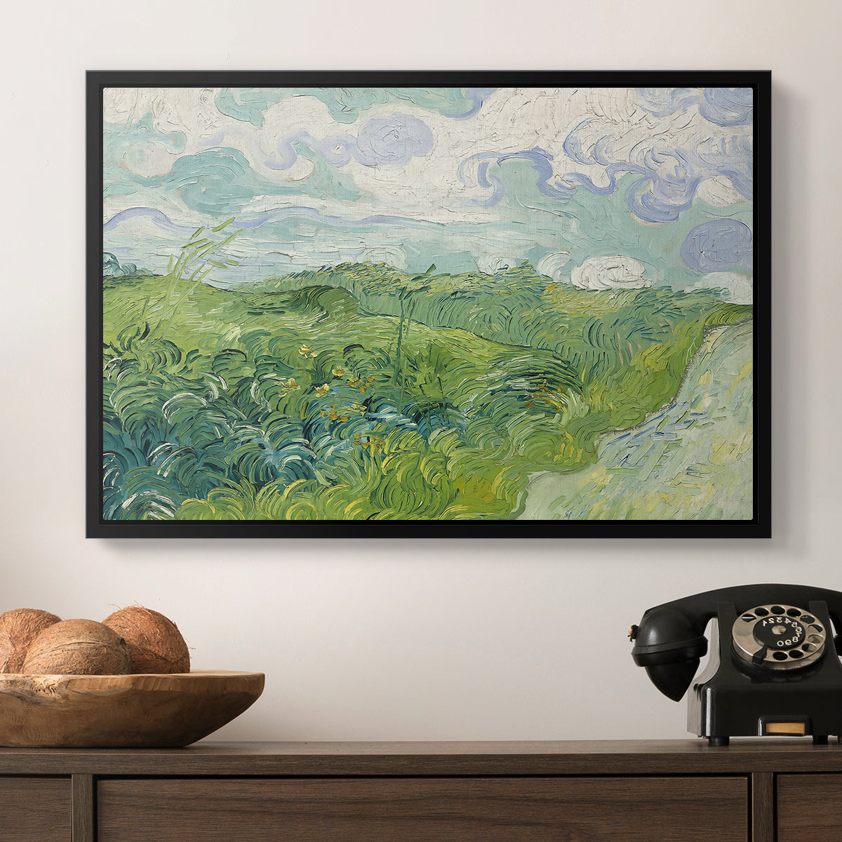 Green Wheat Field, Auvers, 1890 - Floater Framed Canvas Print