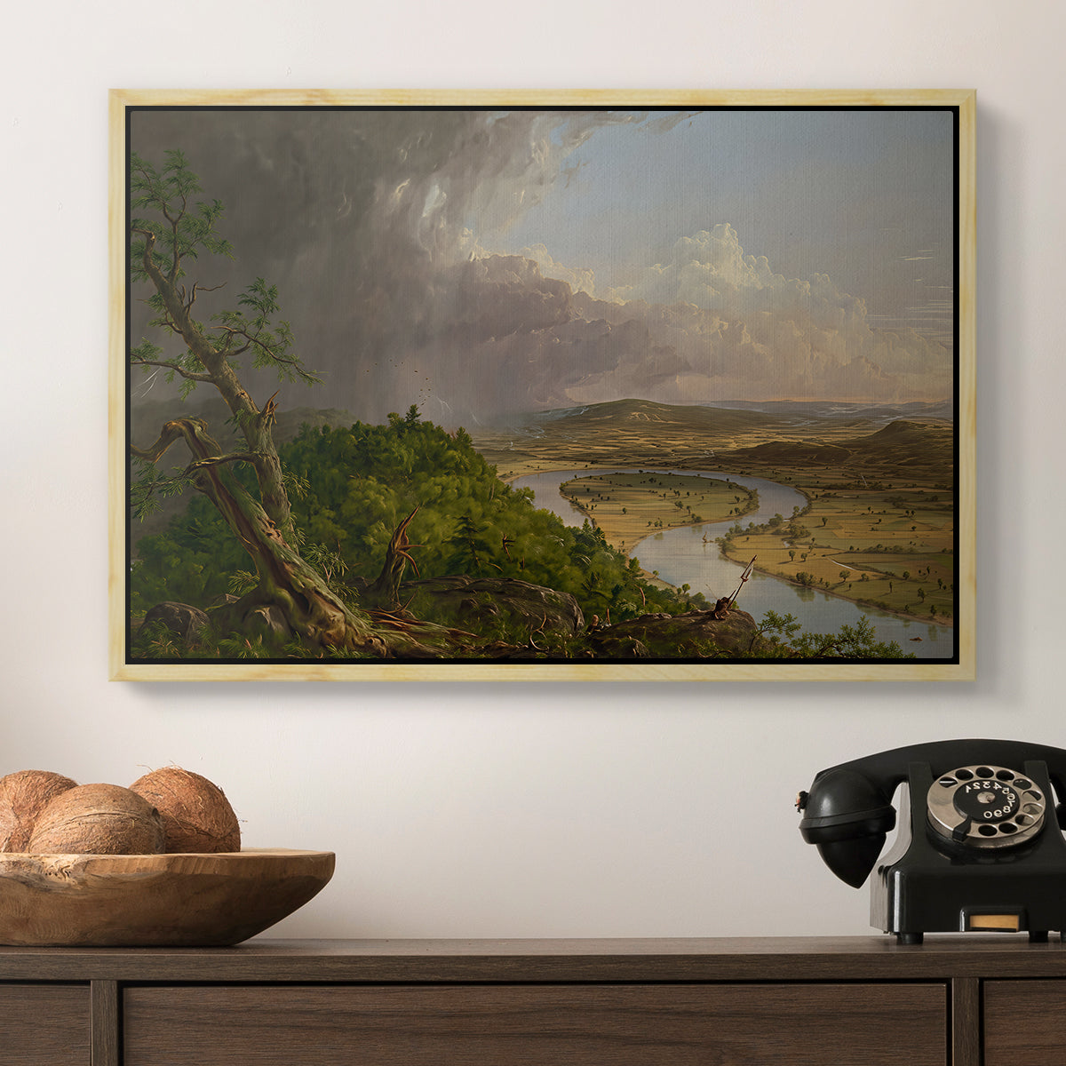 View from Mount Holyoke, Northampton, Massachusetts, after a Thunderstorm (Oxbow), 1836 - Floater Framed Canvas Print