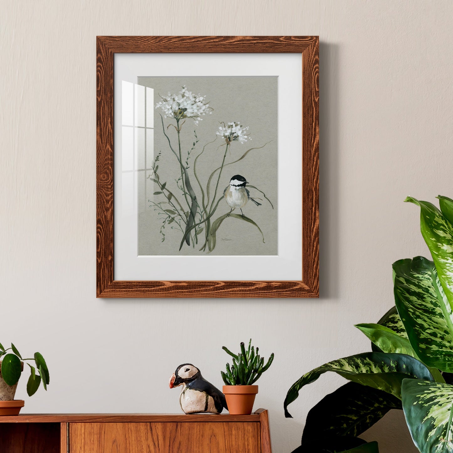 Bouquet of Grace Bird II - Premium Framed Print - Distressed Barnwood Frame - Ready to Hang