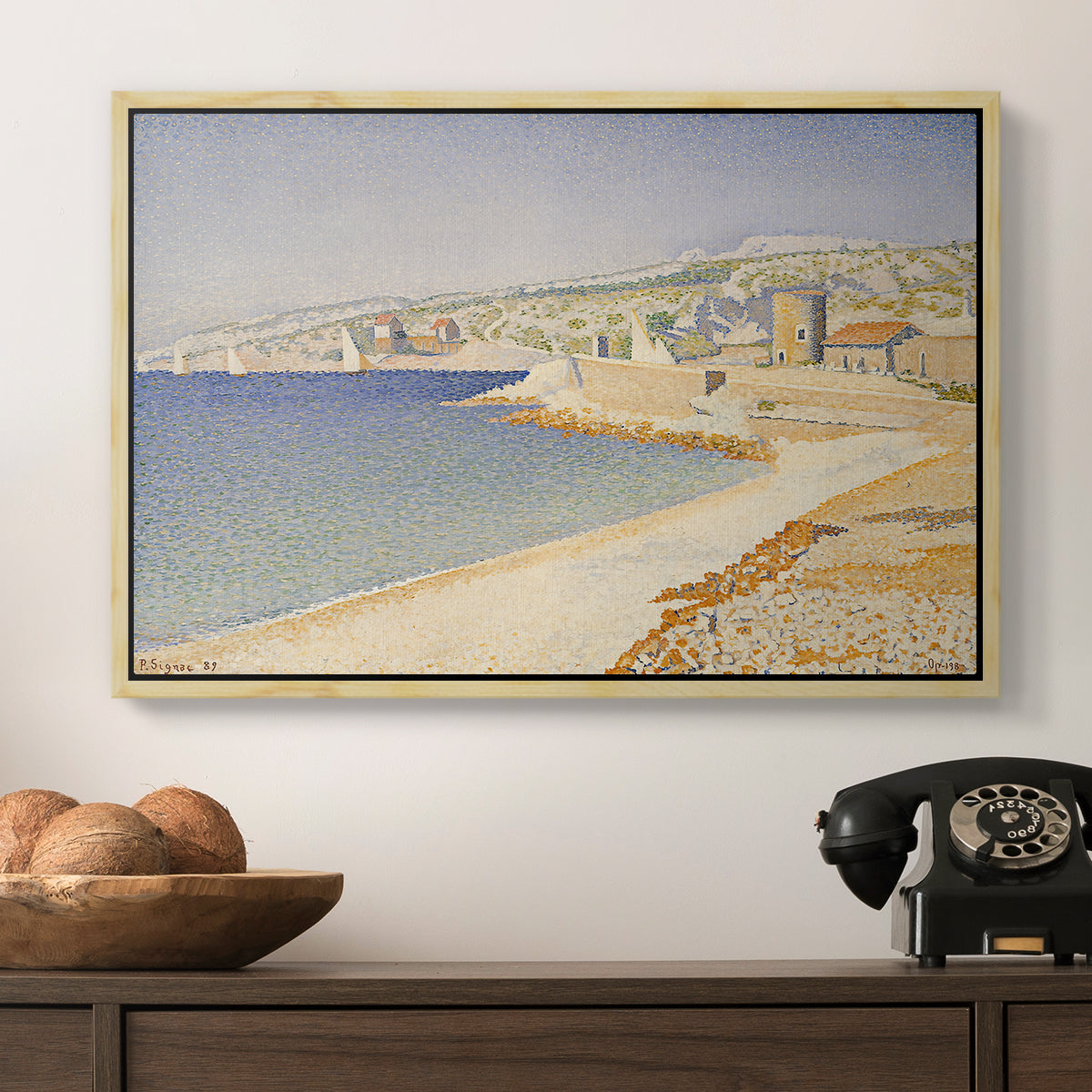 The Jetty at Cassis, Opus 198, 1889 - Floater Framed Canvas Print