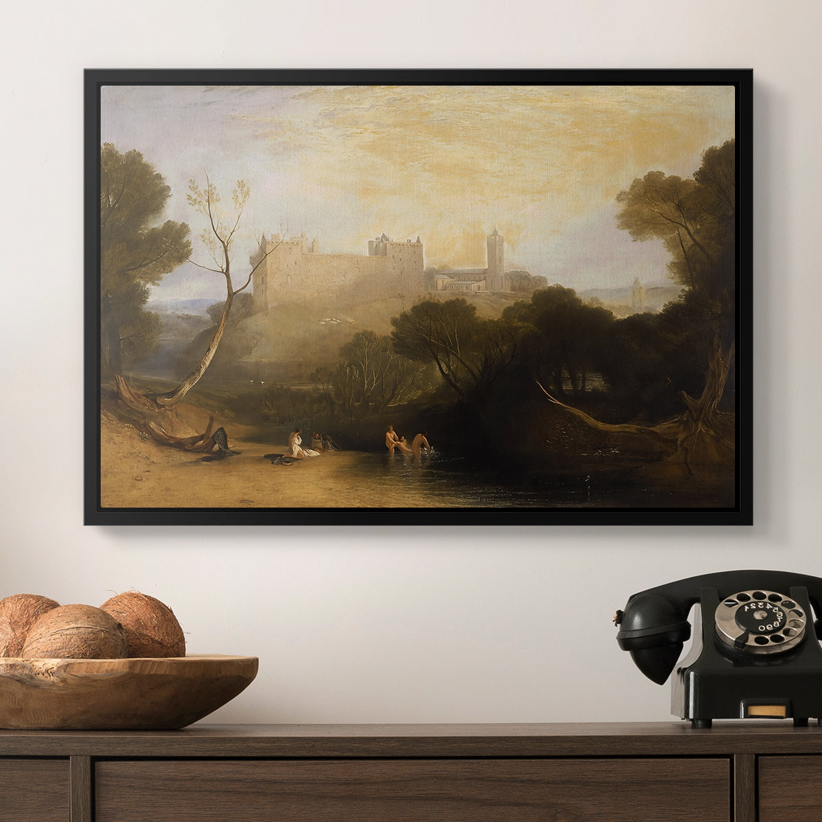 Linlithgow Palace, c. 1807 - Floater Framed Canvas Print