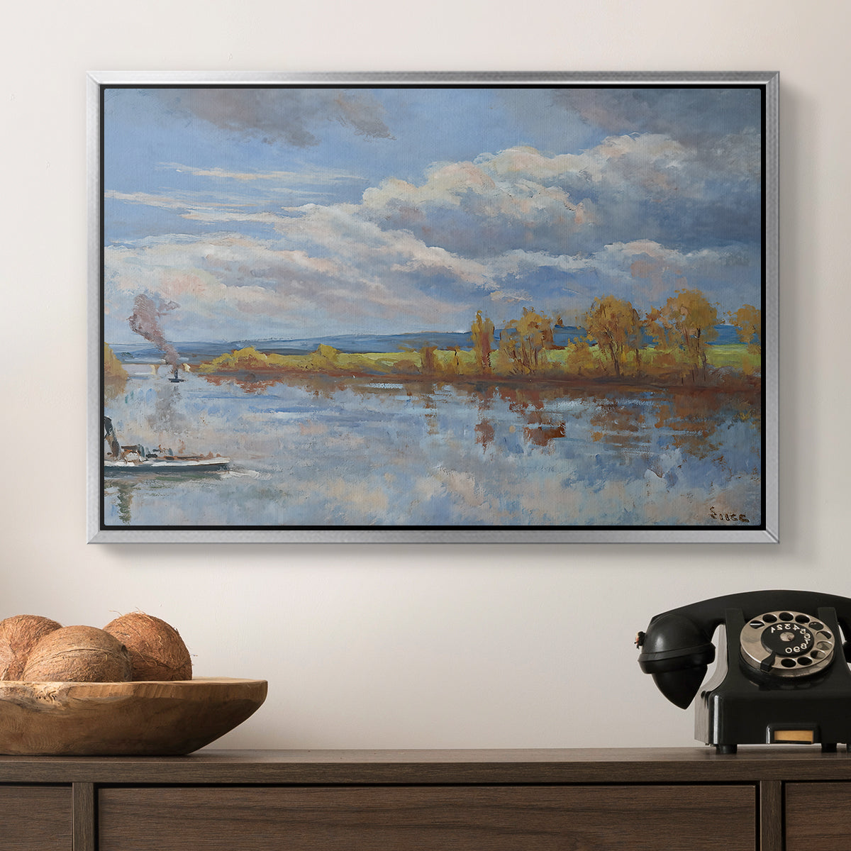 The Banks of the River Seine, 1893 - Floater Framed Canvas Print