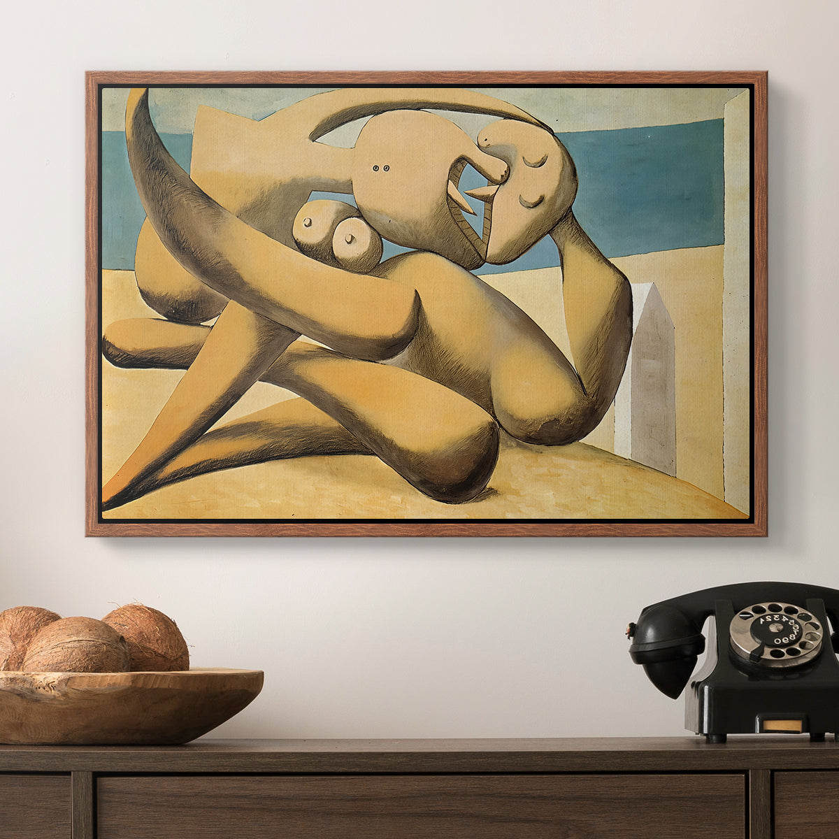Figures at the Seaside (The Kiss), 1931 - Floater Framed Canvas Print