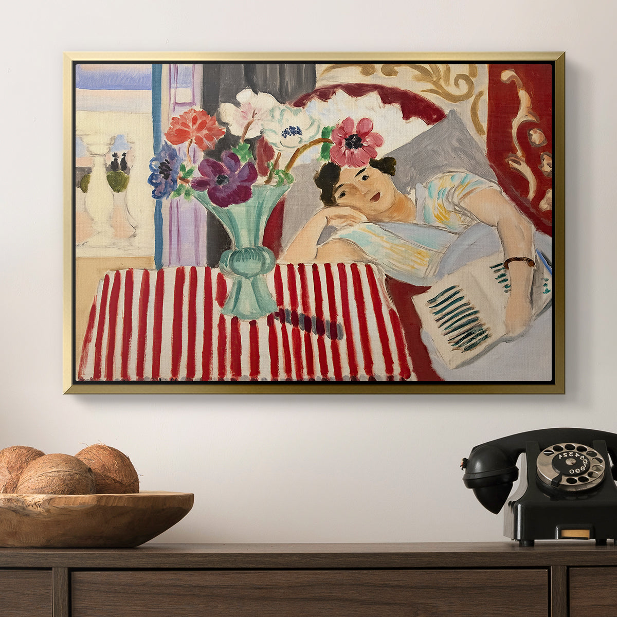 Woman with Anemones (Femme et anémones), c. 1920-1921 - Floater Framed Canvas Print