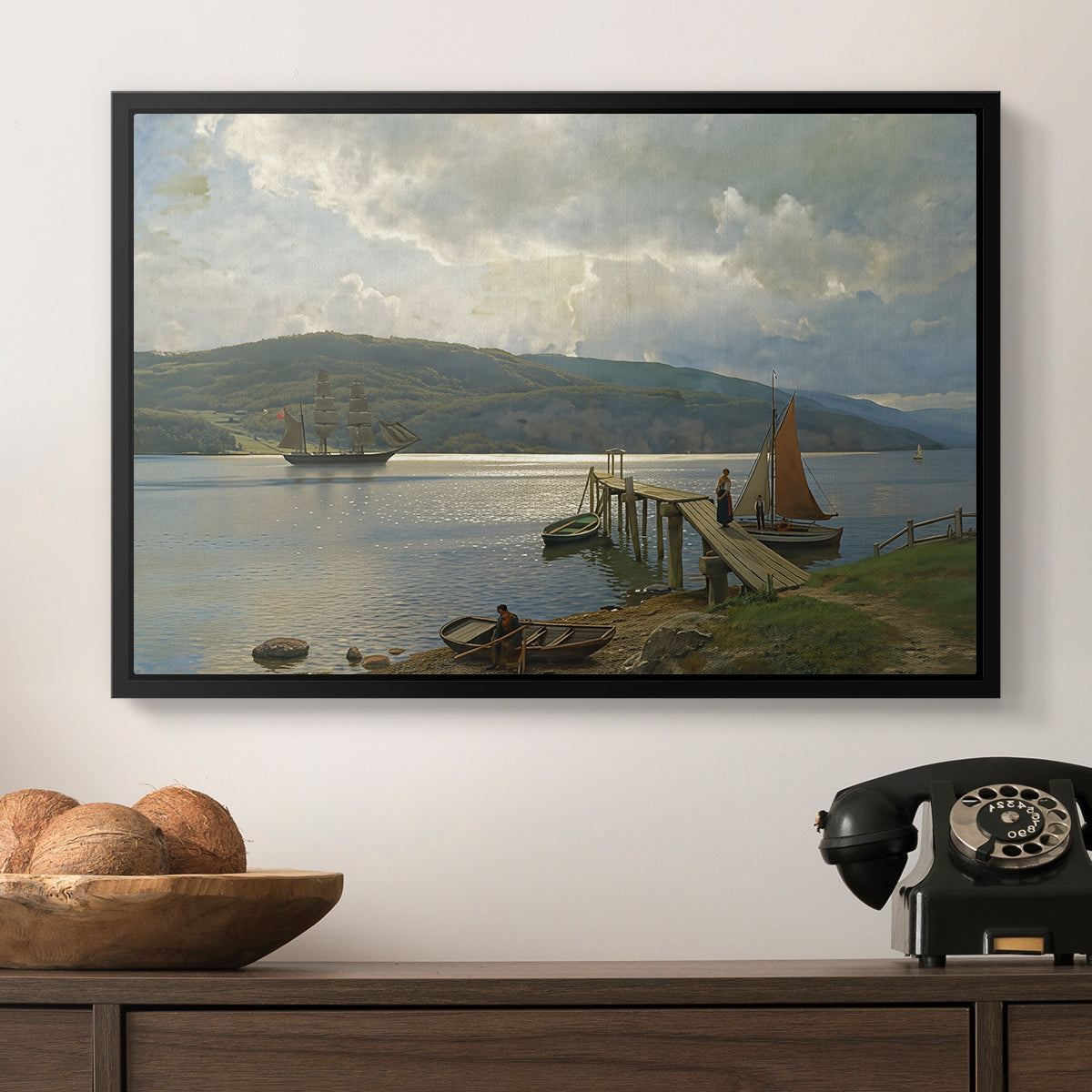The Jetty at Feste near Moss, 1898 - Floater Framed Canvas Print