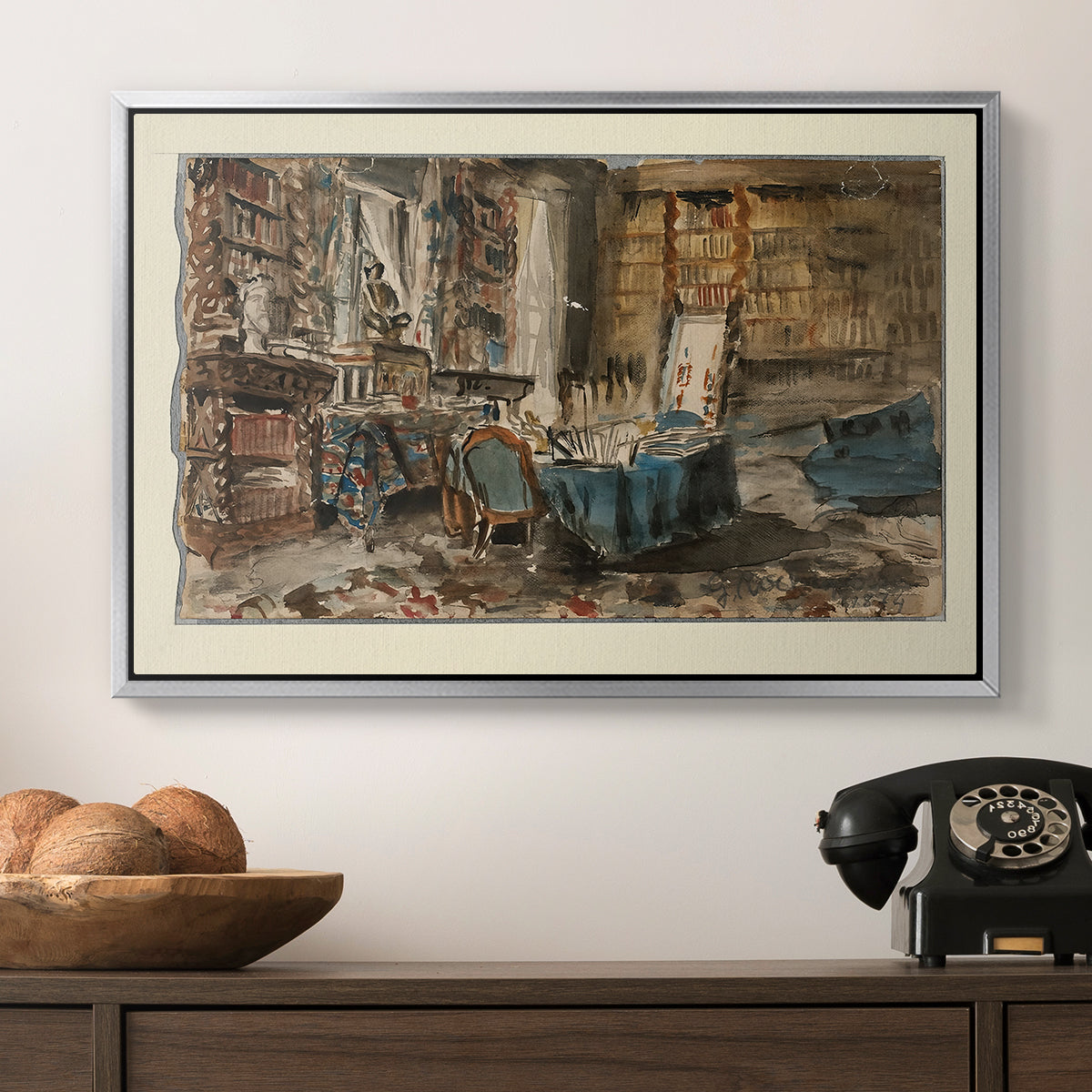 Cabinet de Flaubert à Croisset, 1874 - Floater Framed Canvas Print