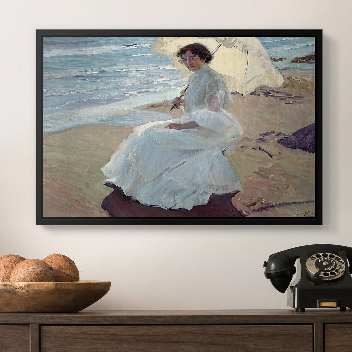 Clotilde on the Beach, 1904 - Floater Framed Canvas Print