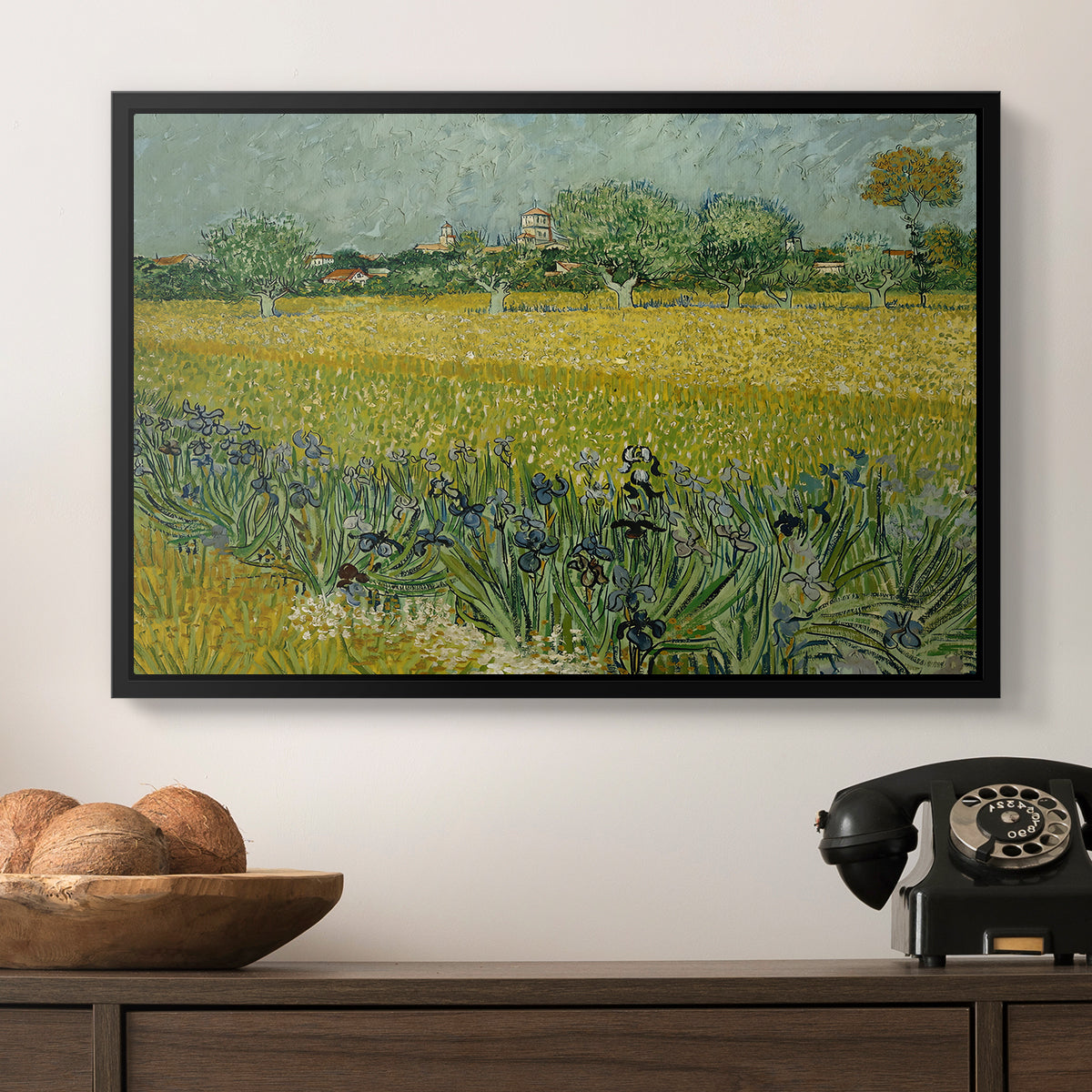 Field with Irises near Arles, 1888 - Floater Framed Canvas Print
