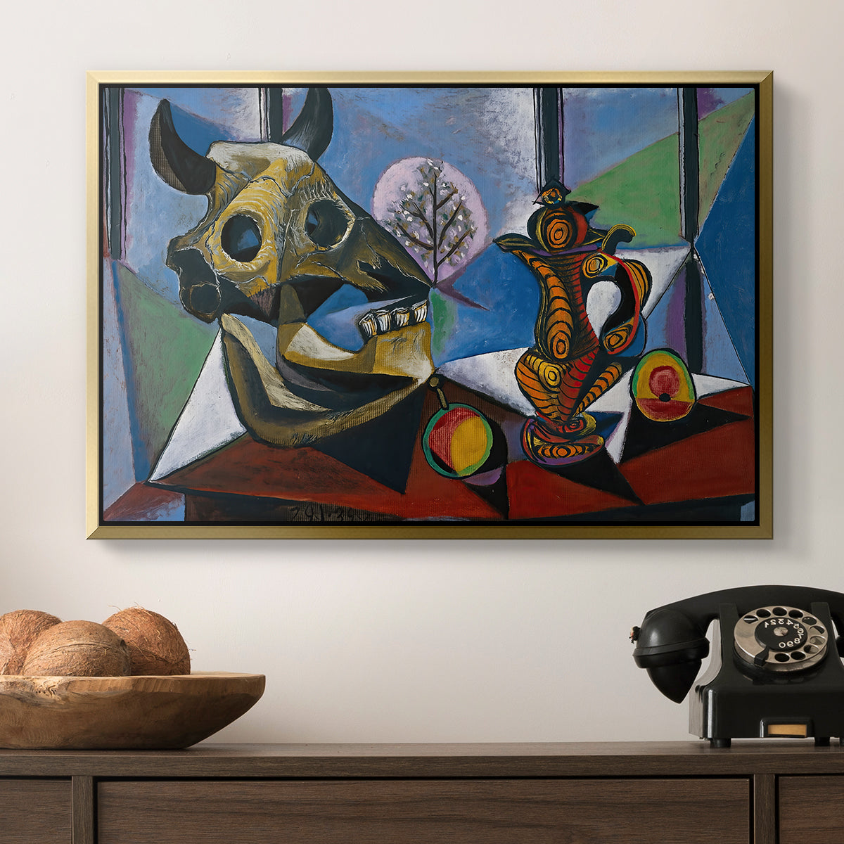 Still Life with Bull's Skull, 1939 - Floater Framed Canvas Print