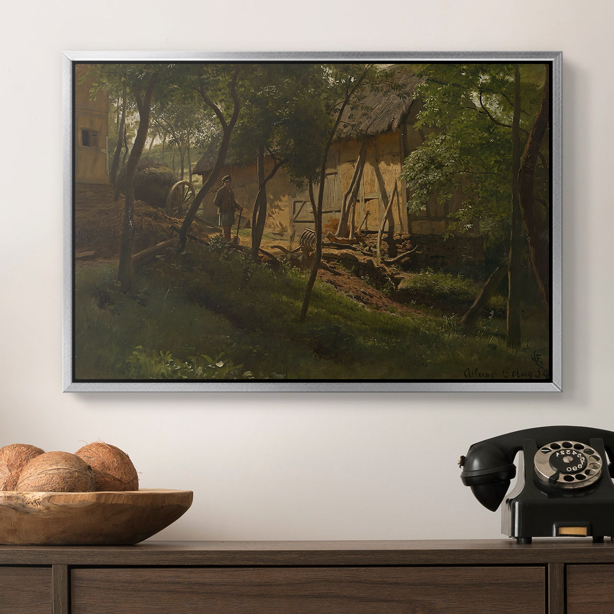 German Farm, 1859 - Floater Framed Canvas Print
