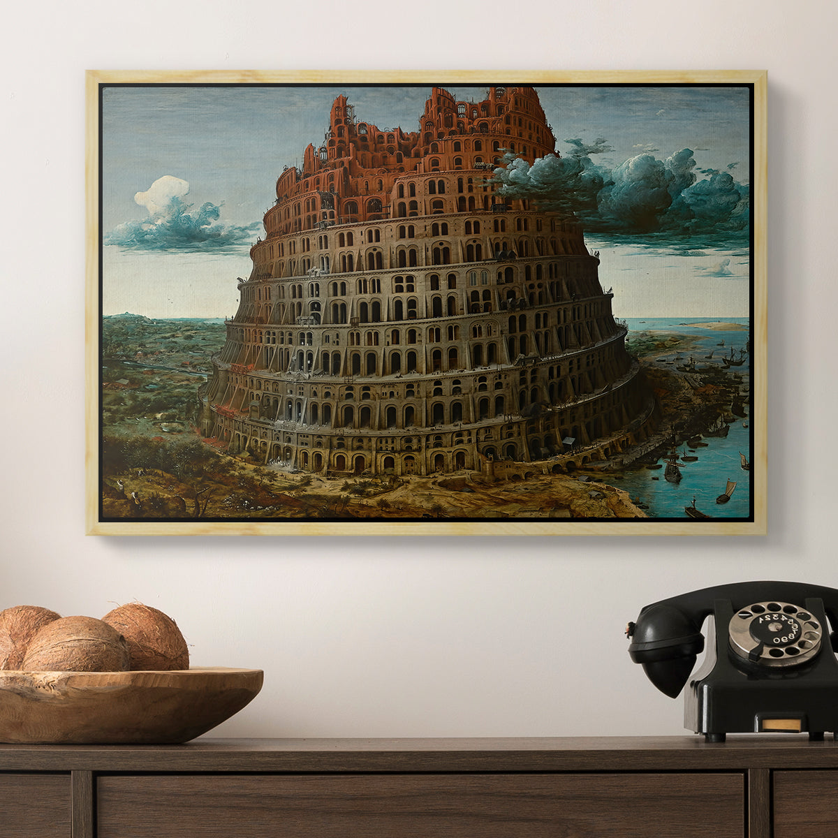 The Tower of Babel, c. 1568 - Floater Framed Canvas Print