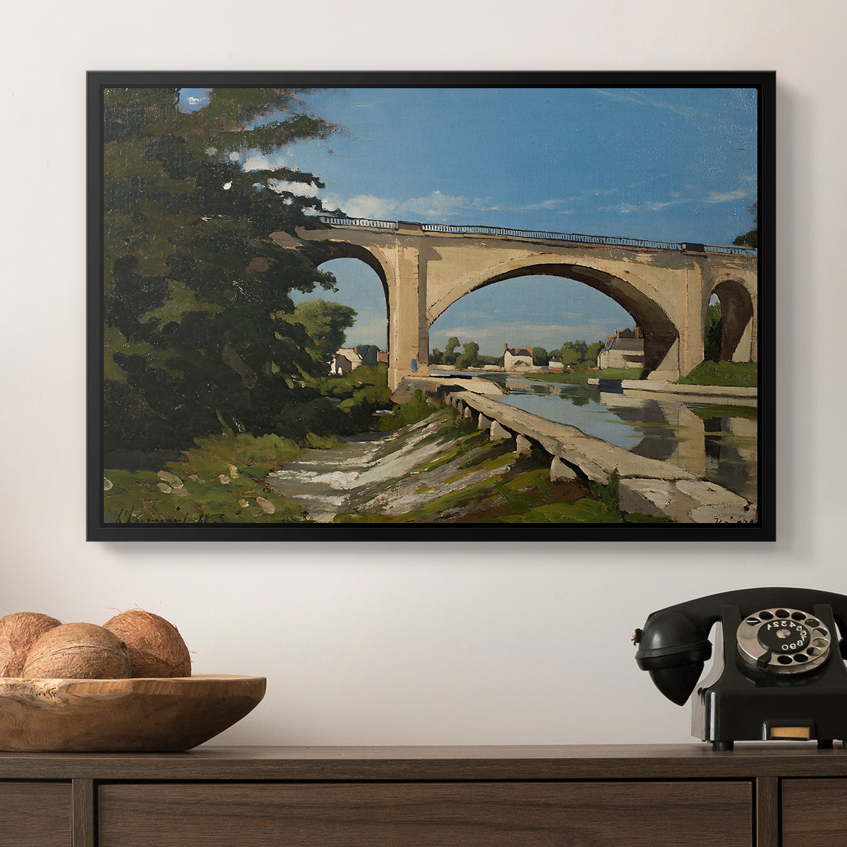 The Railroad Bridge at Briare, 1888 - Floater Framed Canvas Print