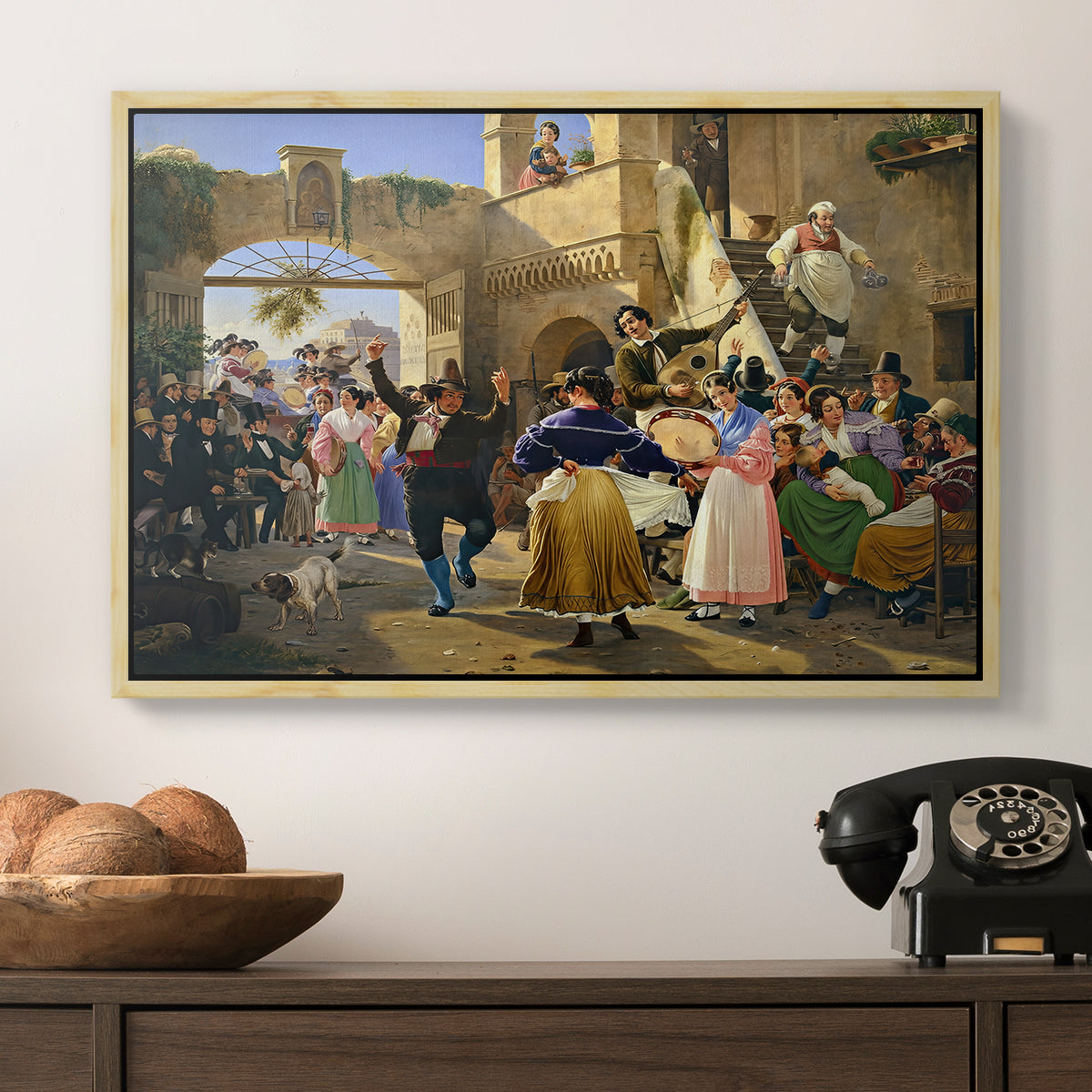Romans Gathered for Merriment at an Osteria, 1839 - Floater Framed Canvas Print