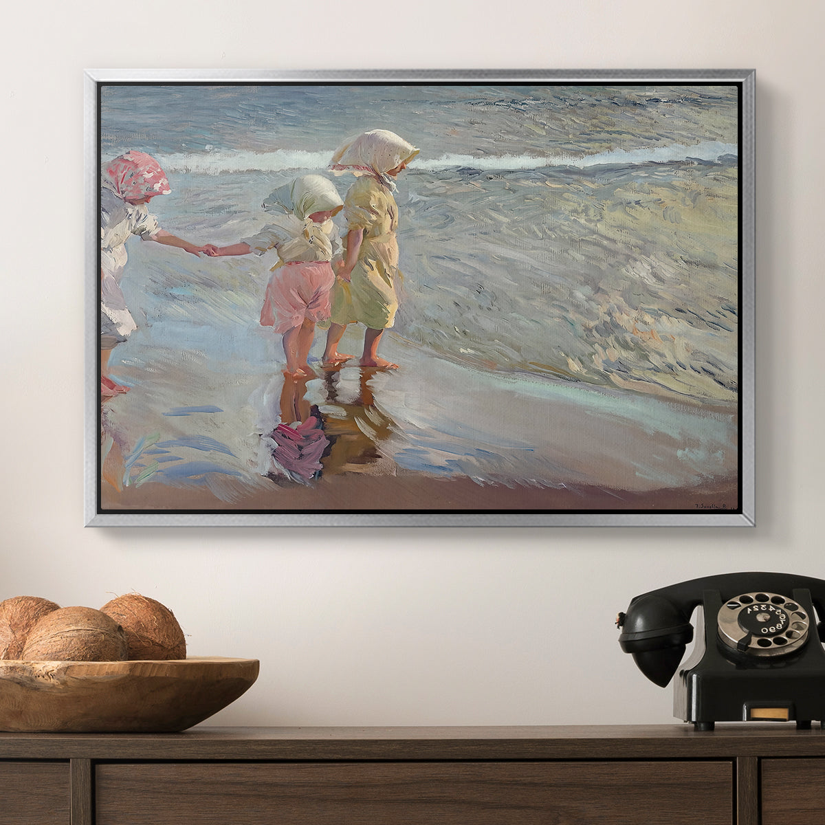 The Three Sisters on the Beach, 1908 - Floater Framed Canvas Print