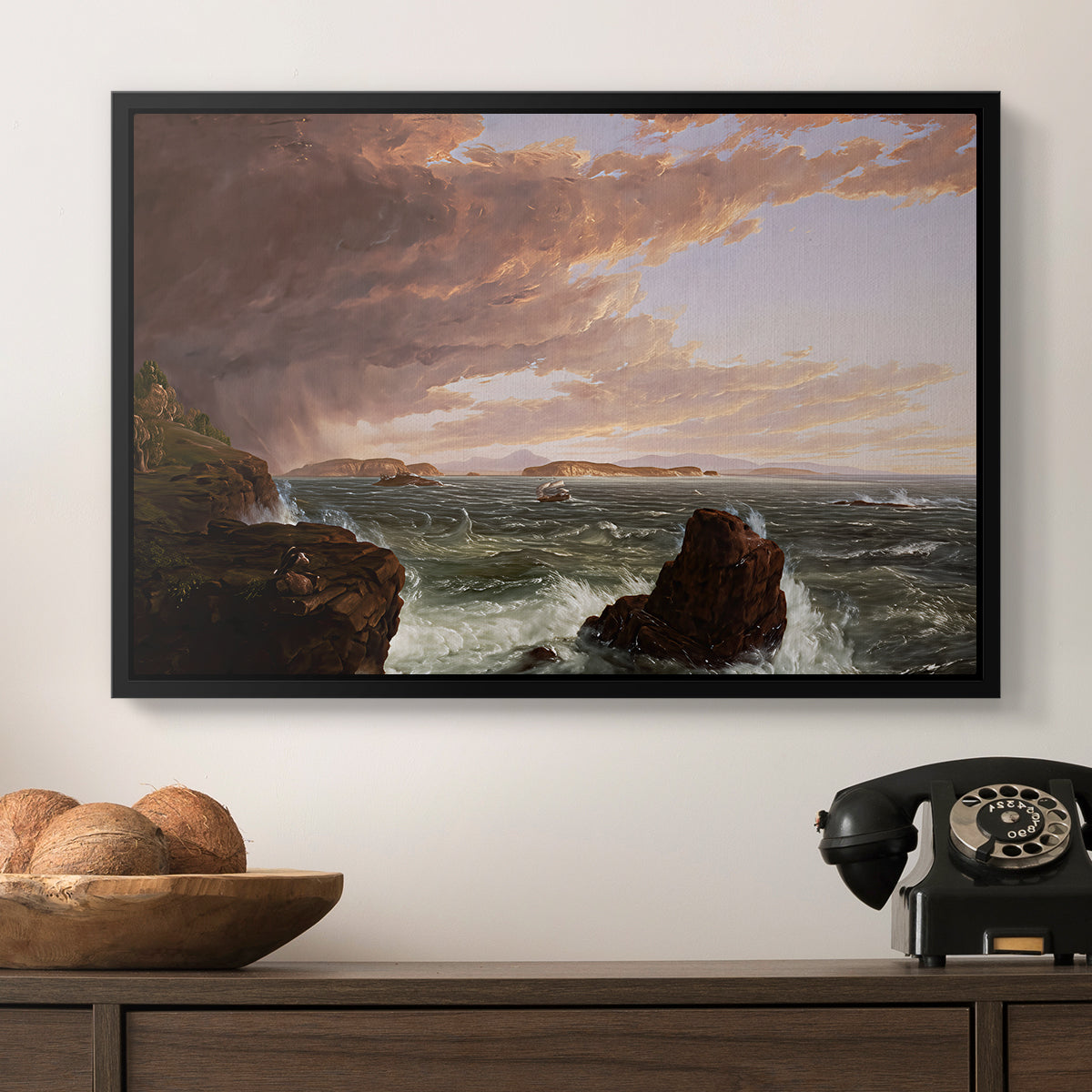 Views Across Frenchman's Bay from Mt. Desert Island, After a Squall, 1845 - Floater Framed Canvas Print