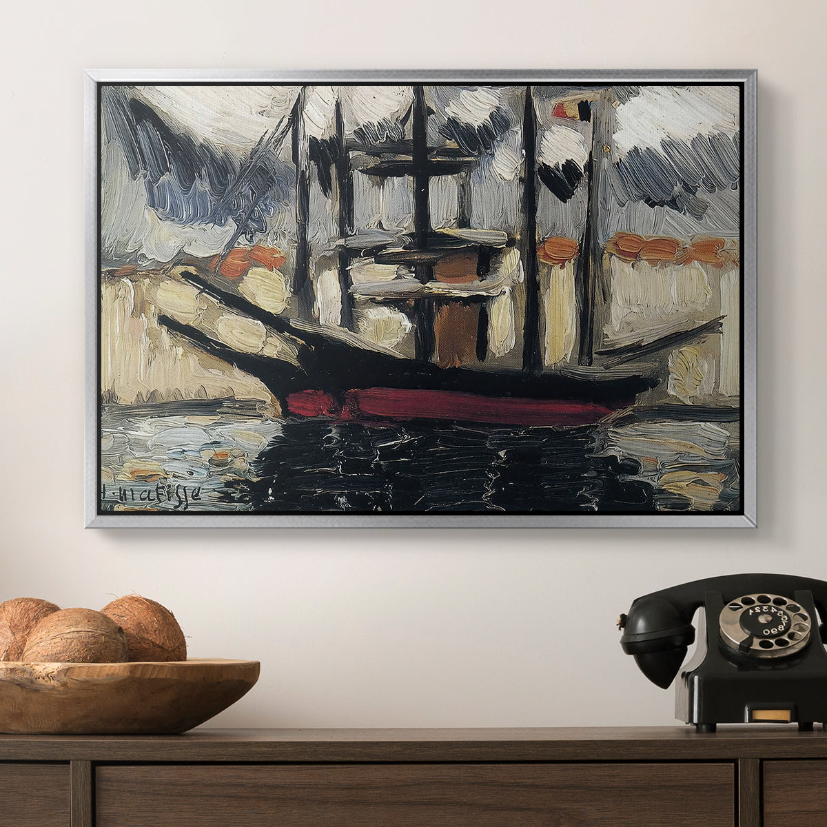 Two Boats Side by Side, Port of Marseilles, c. 1916 - Floater Framed Canvas Print