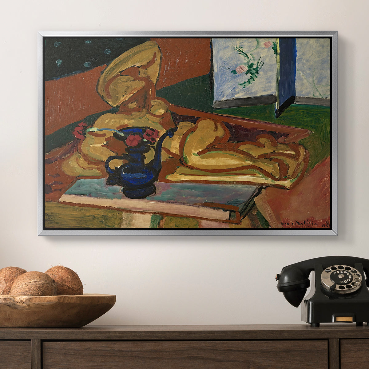 Sculpture and Persian Vase (The Bronze Figure), 1908 - Floater Framed Canvas Print