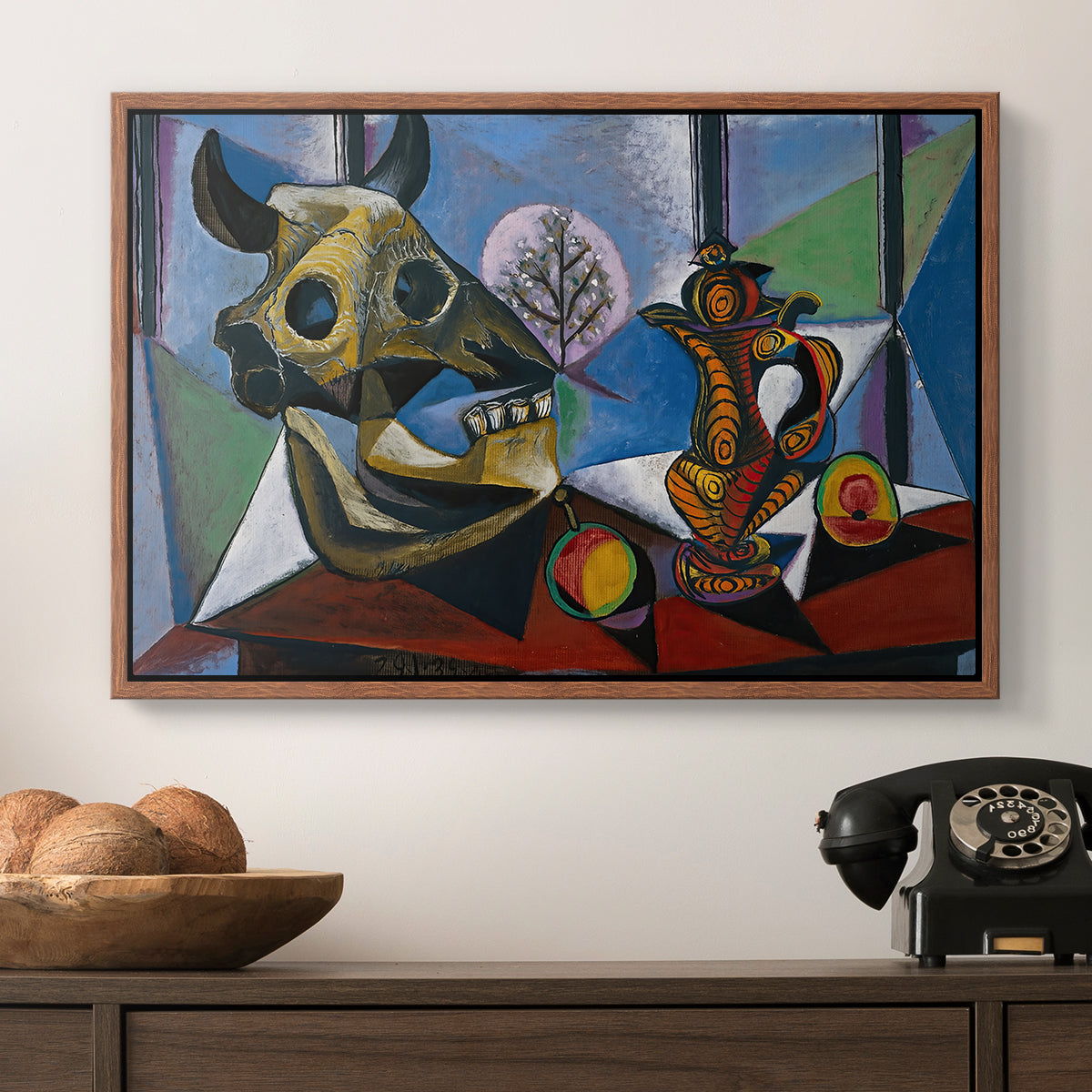 Still Life with Bull's Skull, 1939 - Floater Framed Canvas Print