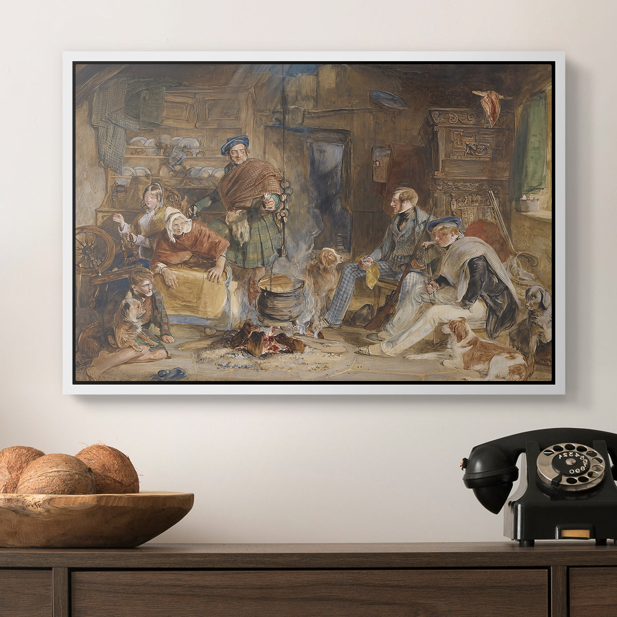 Highland Hospitality, 1832 - Floater Framed Canvas Print