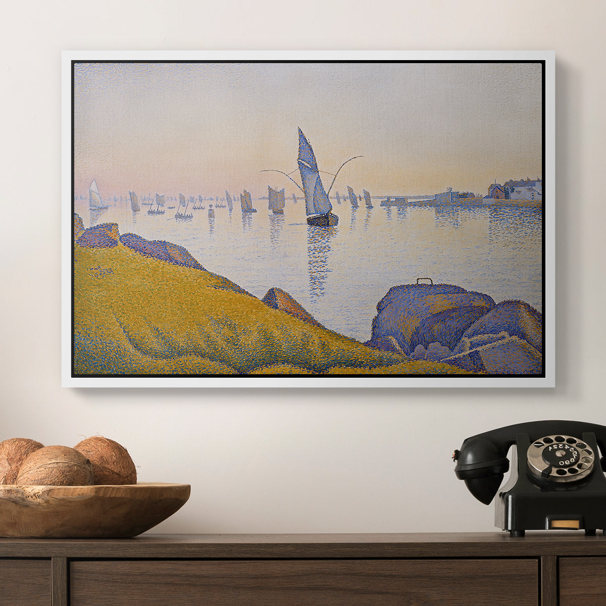 Evening Calm, Concarneau, Opus 220, 1891 - Floater Framed Canvas Print