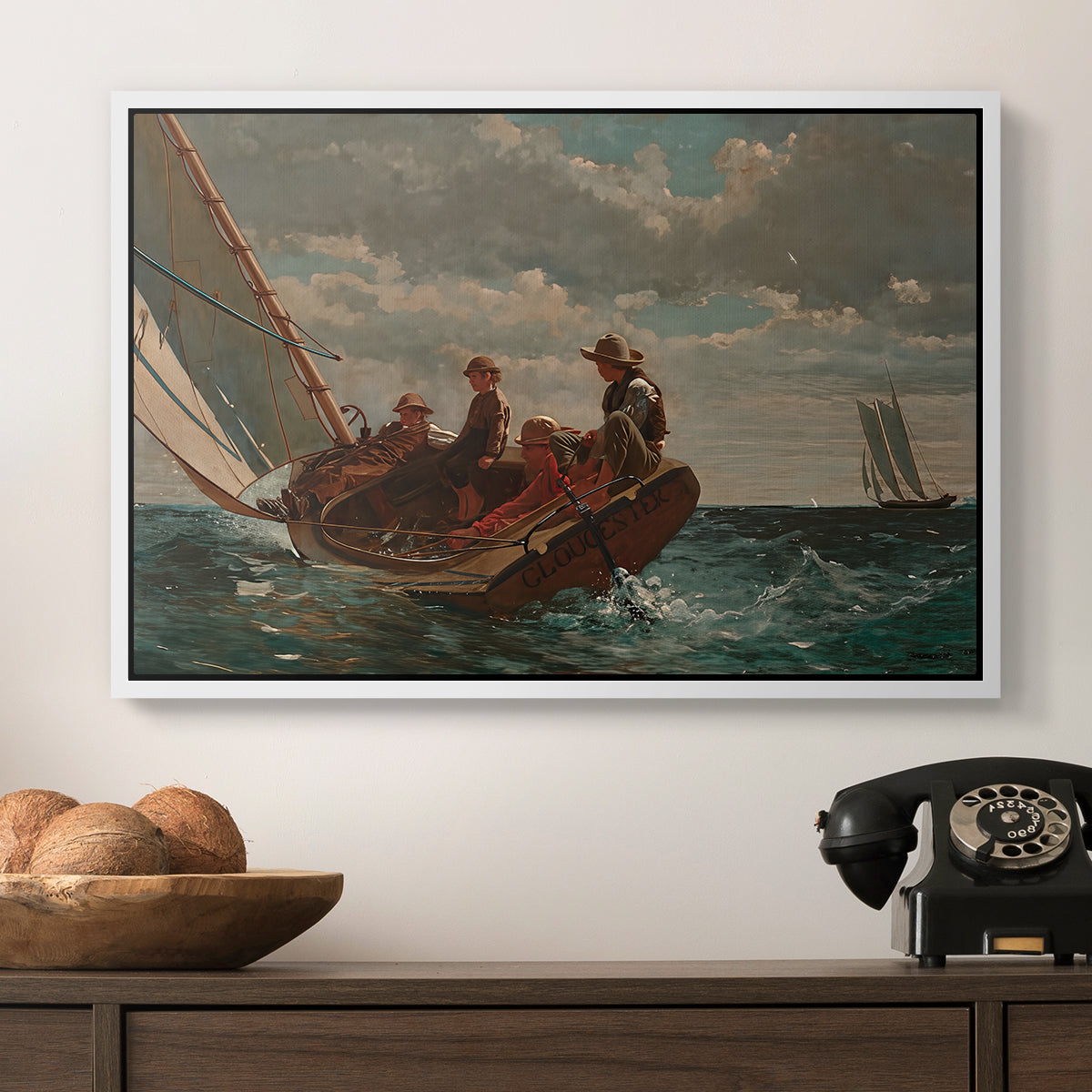 Breezing Up (A Fair Wind), 1873-1876 - Floater Framed Canvas Print