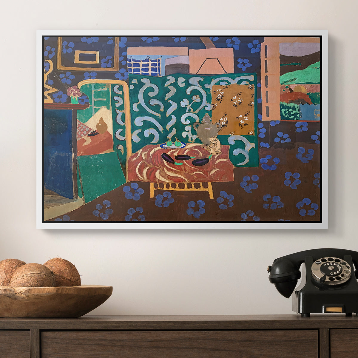 Interior with Aubergines, 1911 - Floater Framed Canvas Print